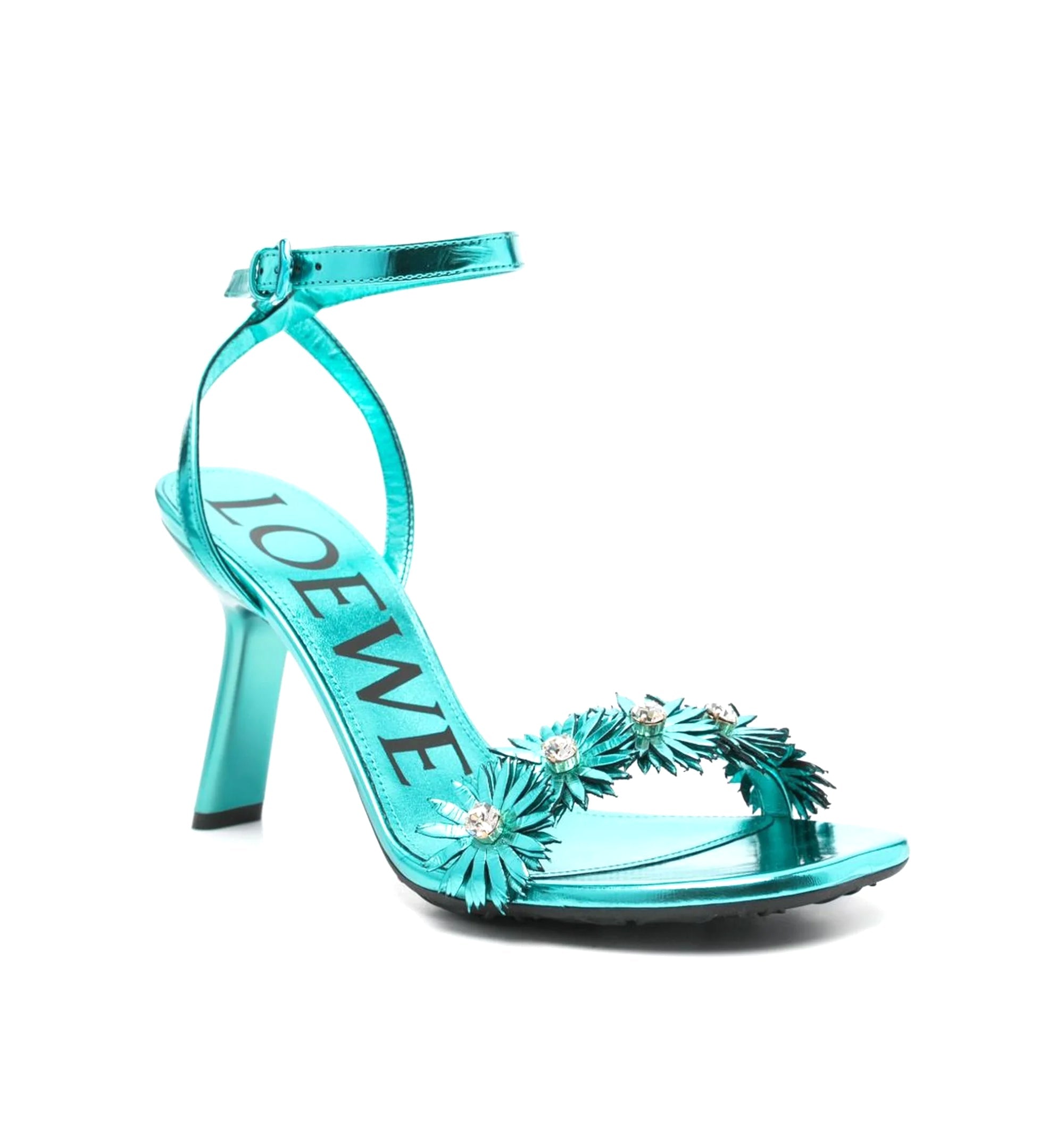 Petal Flower Sandal In Calfskin And Crystals