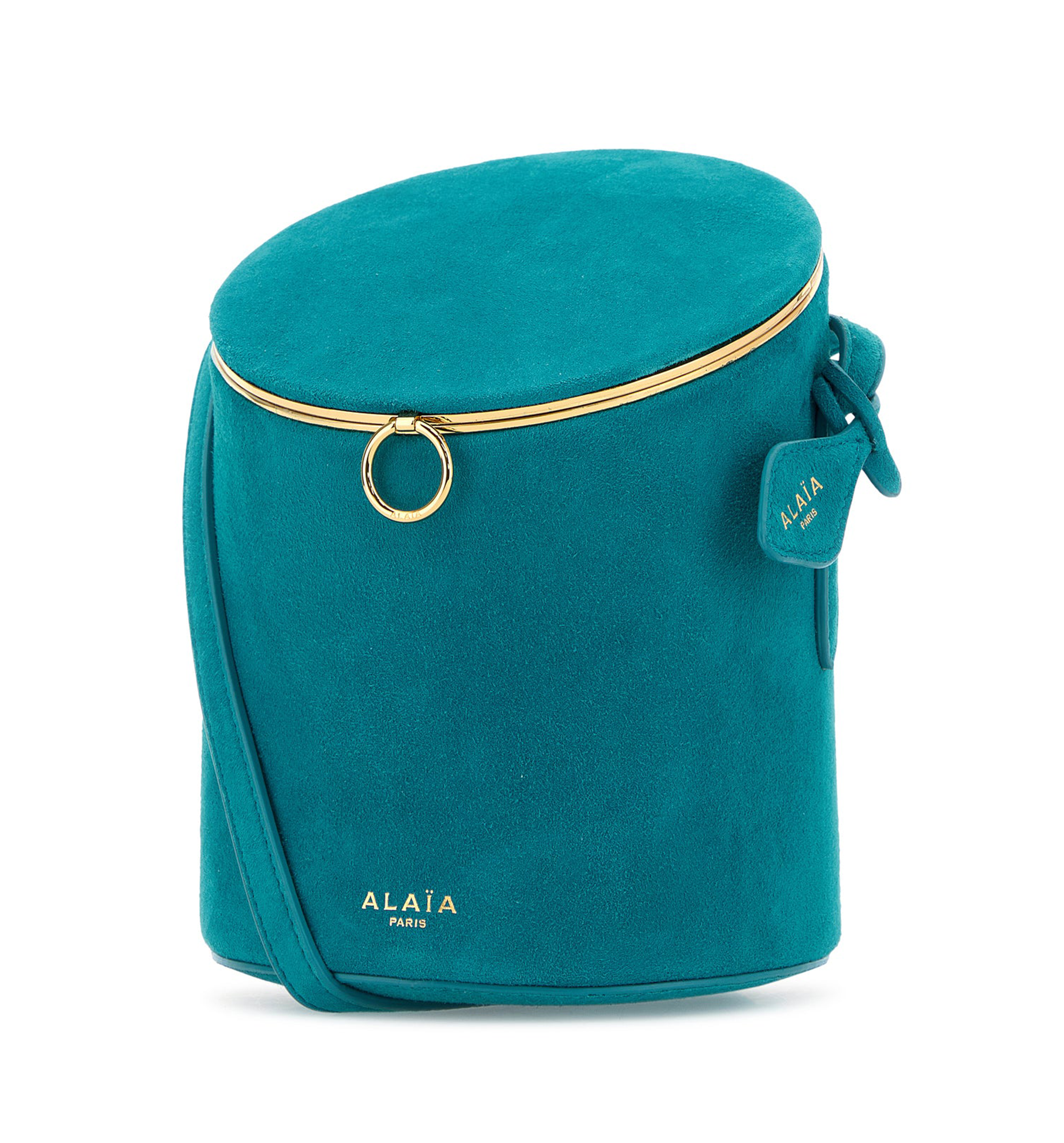 Turquoise Suede Small La Cannette Crossbody Bag