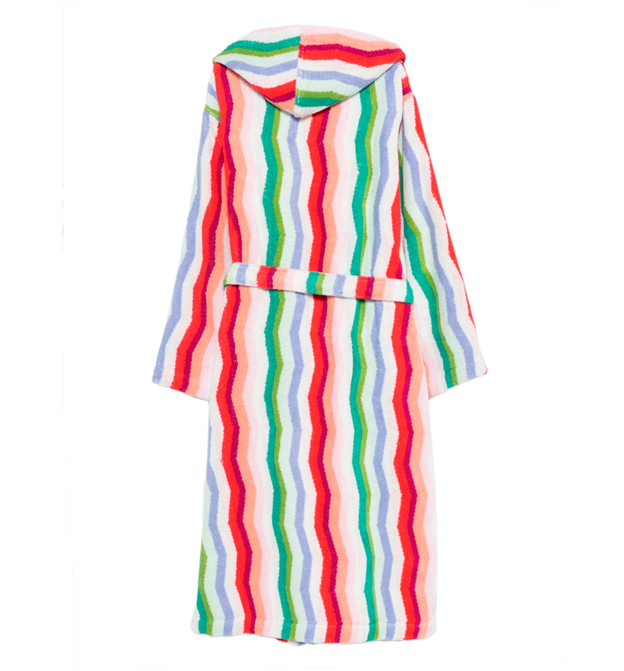 Hooded Stripe-Pattern Bath Robe