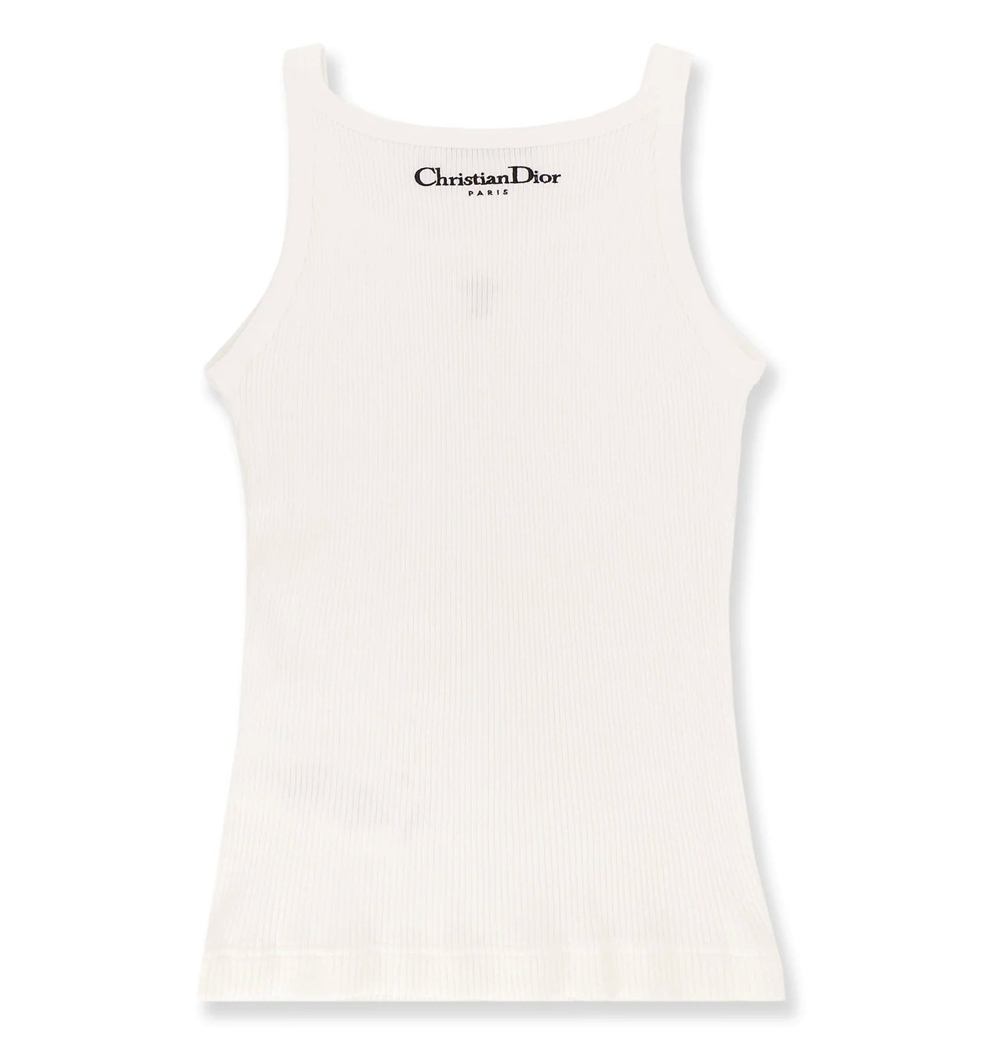 Tank Top White Ribbed Cotton Jersey