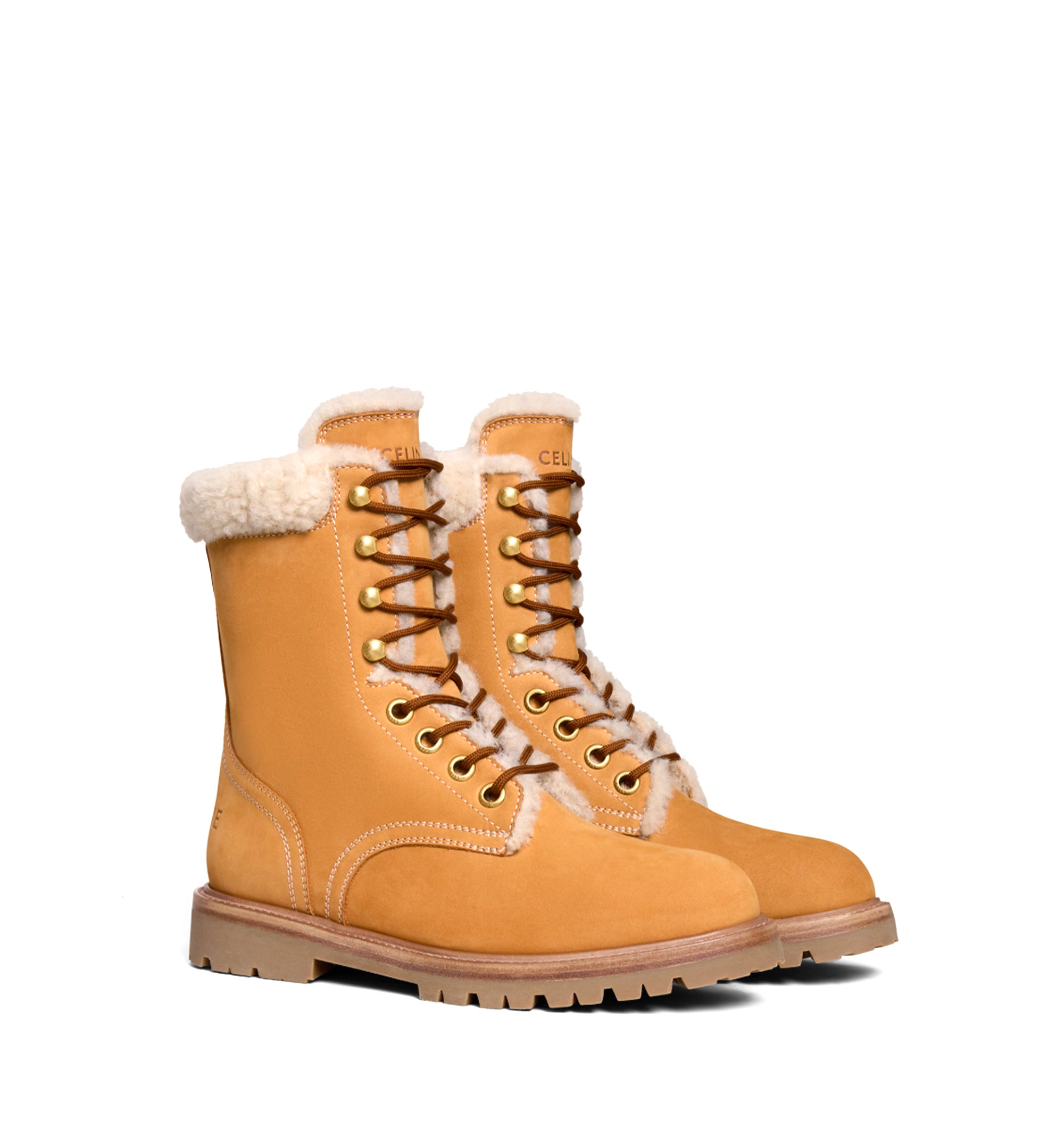 Kurt Lace-up Mid Boot in Nubuck & Shearling - Light Tan/Natural