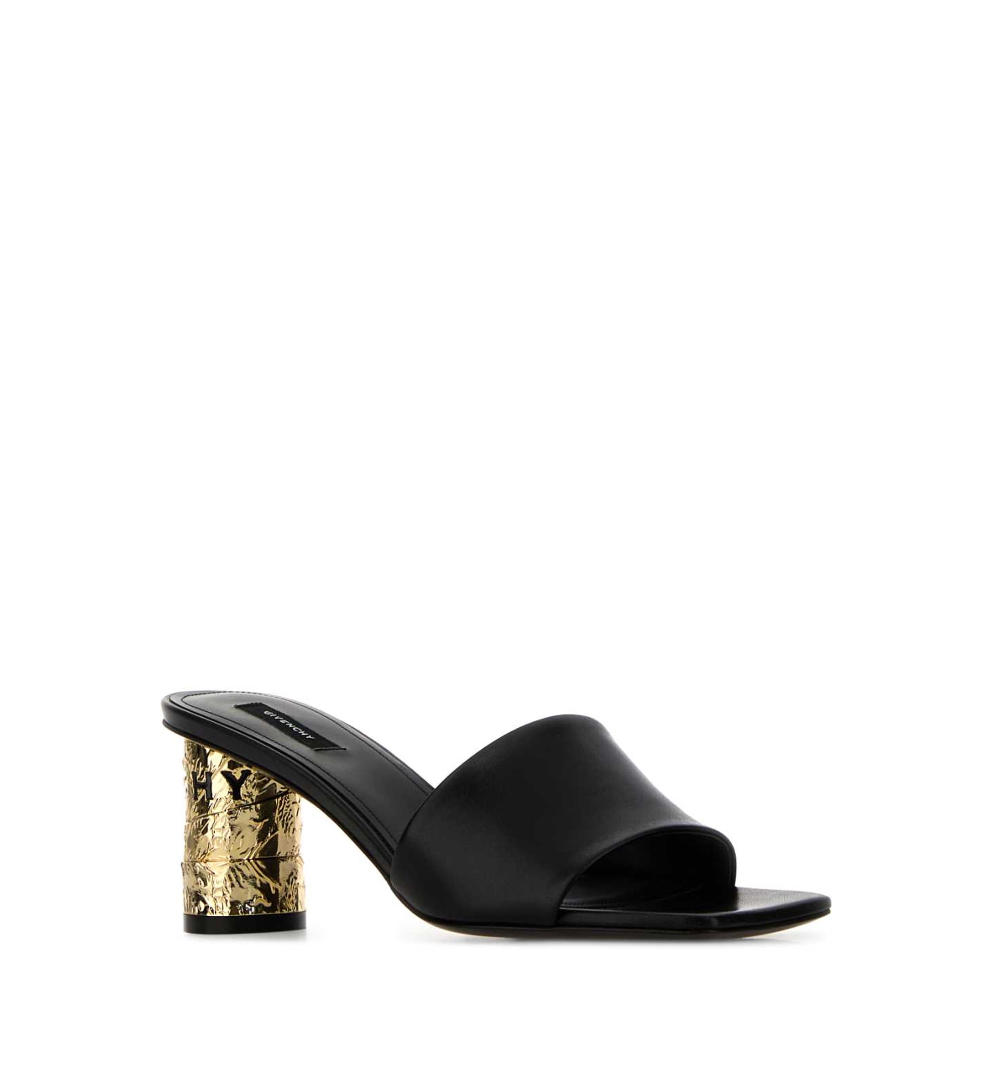 Tape Heeled Mules in Leather