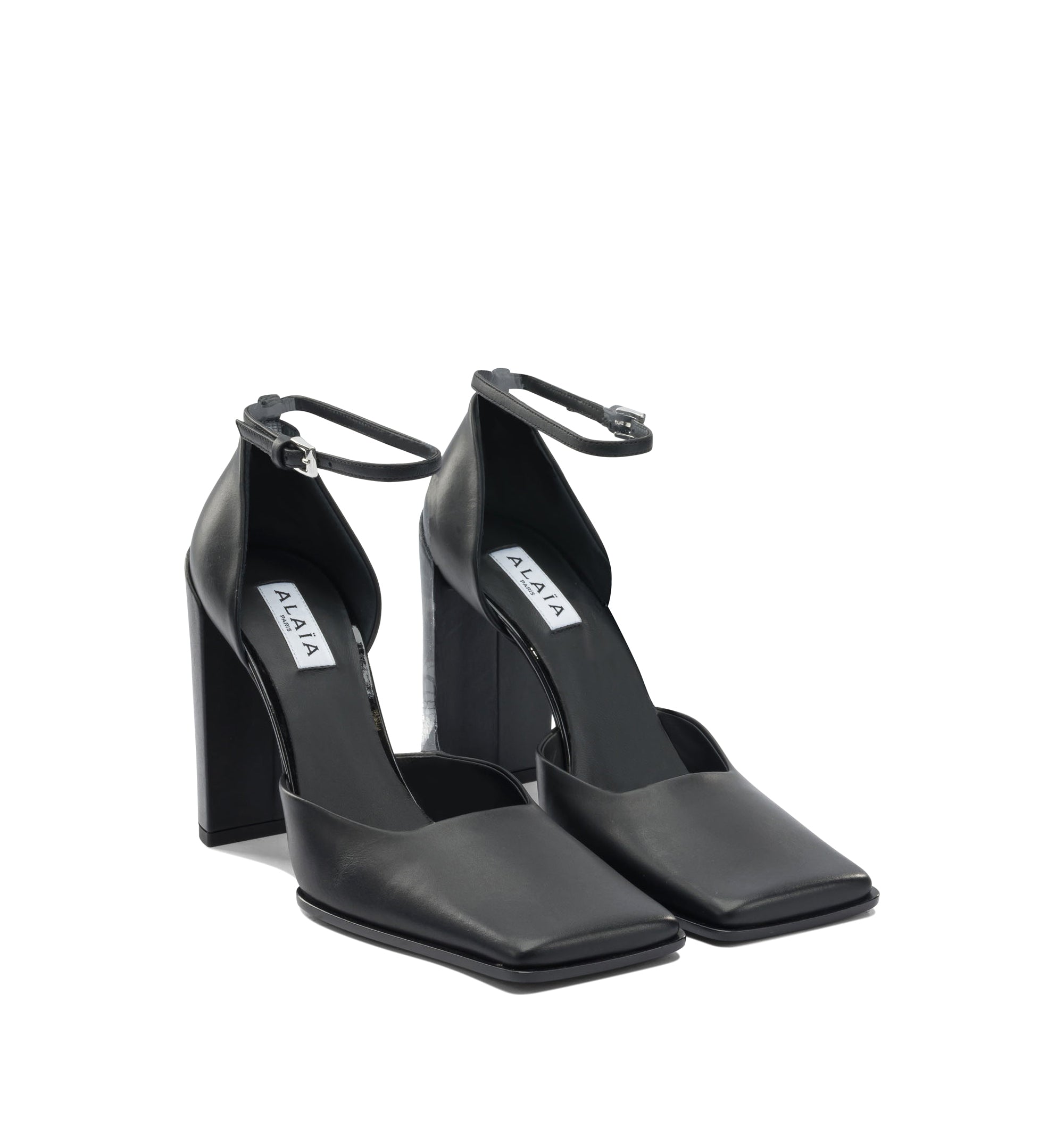 Square-Toe Slingback Pumps in Leather