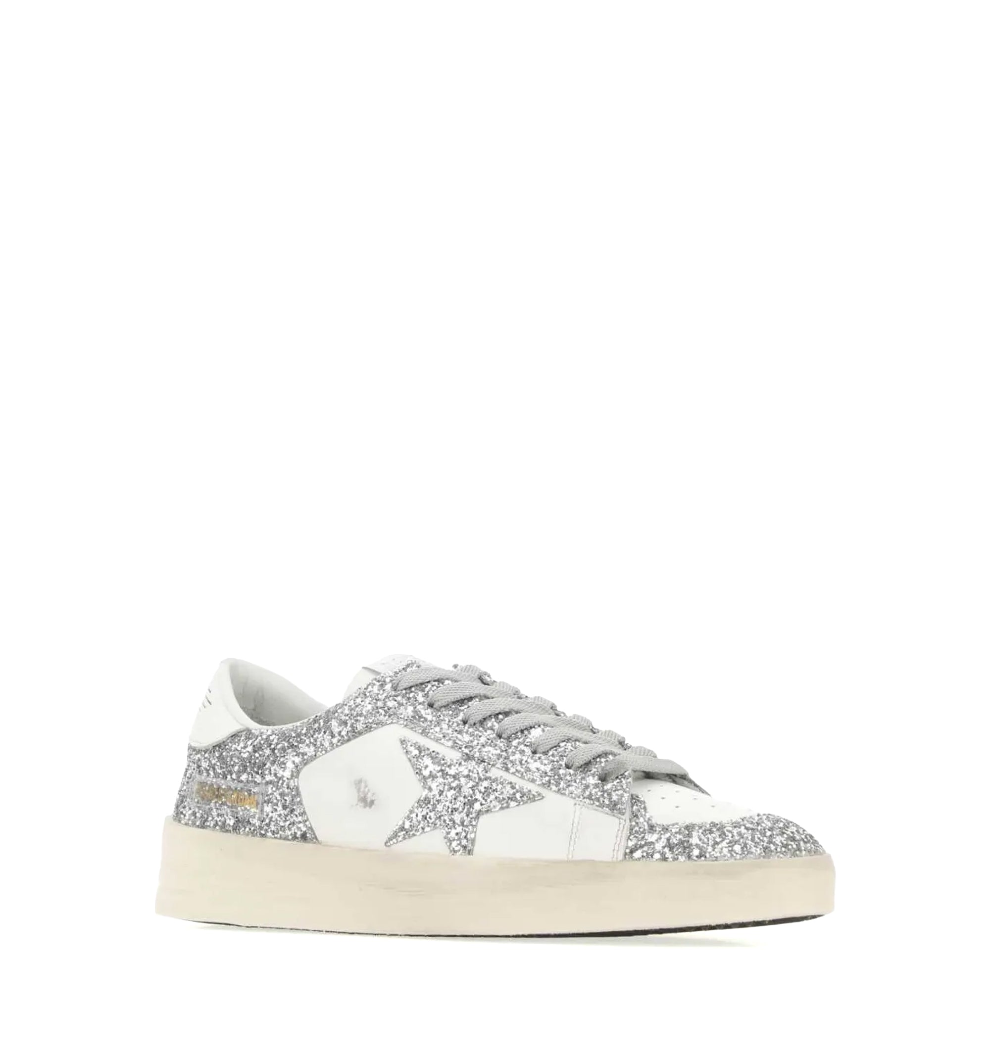 Stardan Sneakers In White Leather And Glitter