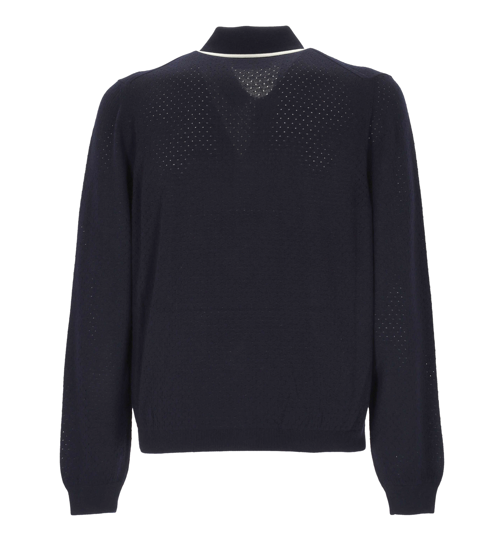 Fine Wool Knit Polo Shirt with Intarsi