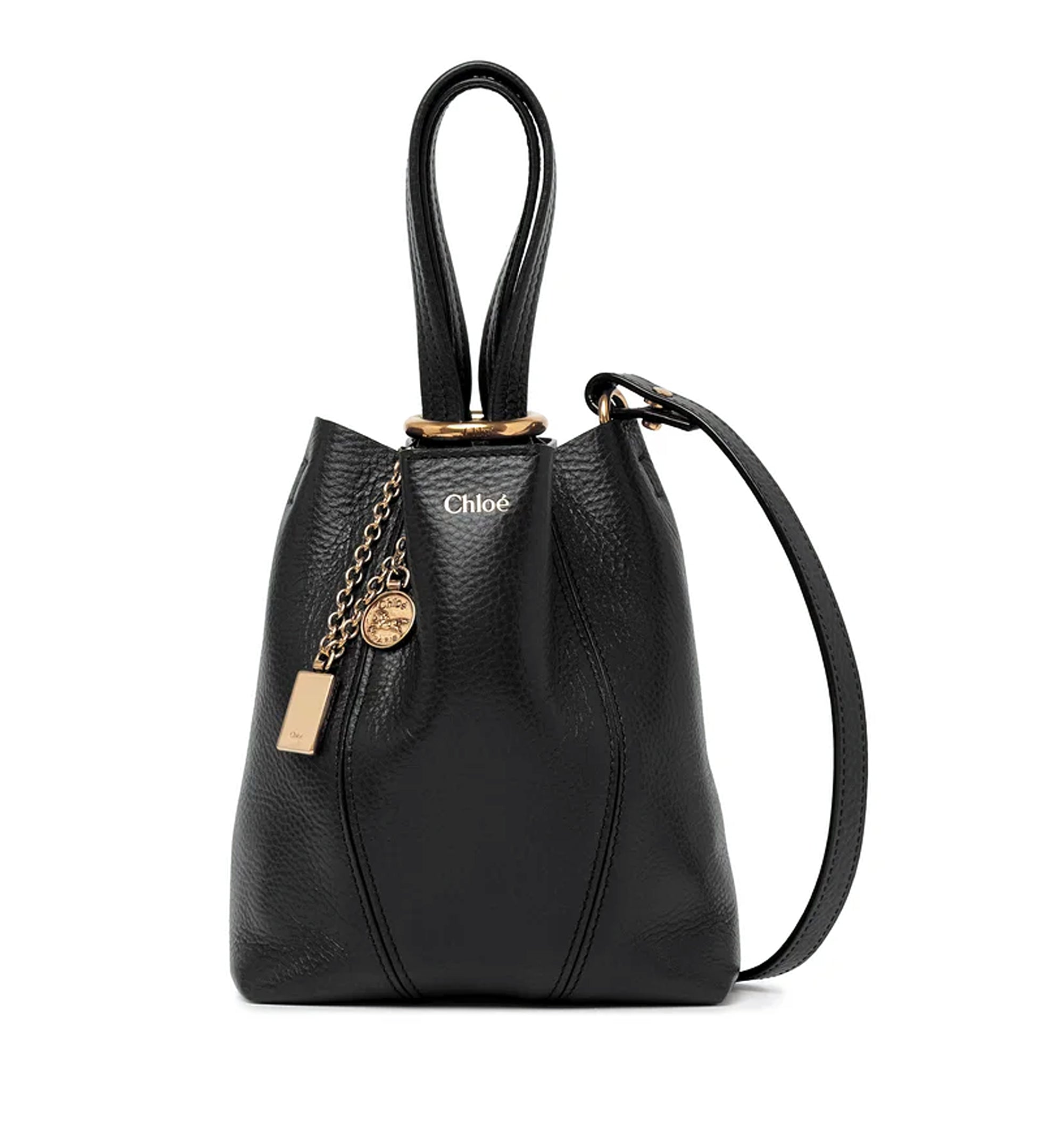 Small Chloé Spin Tote Bag In Grained Leather