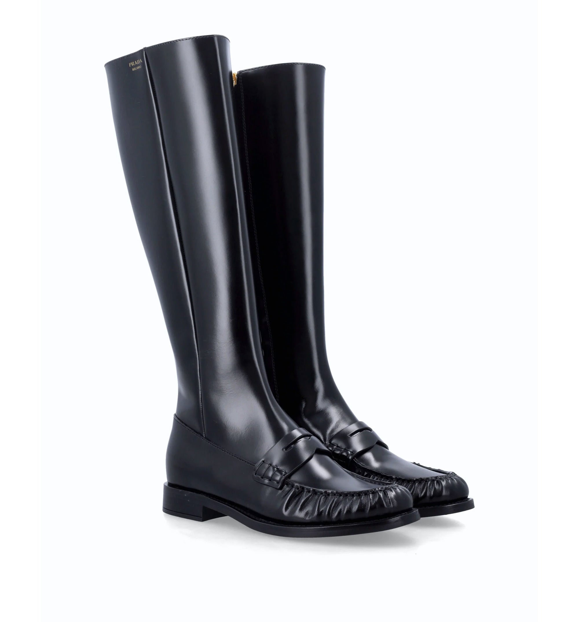 Brushed Leather Loafer Boots