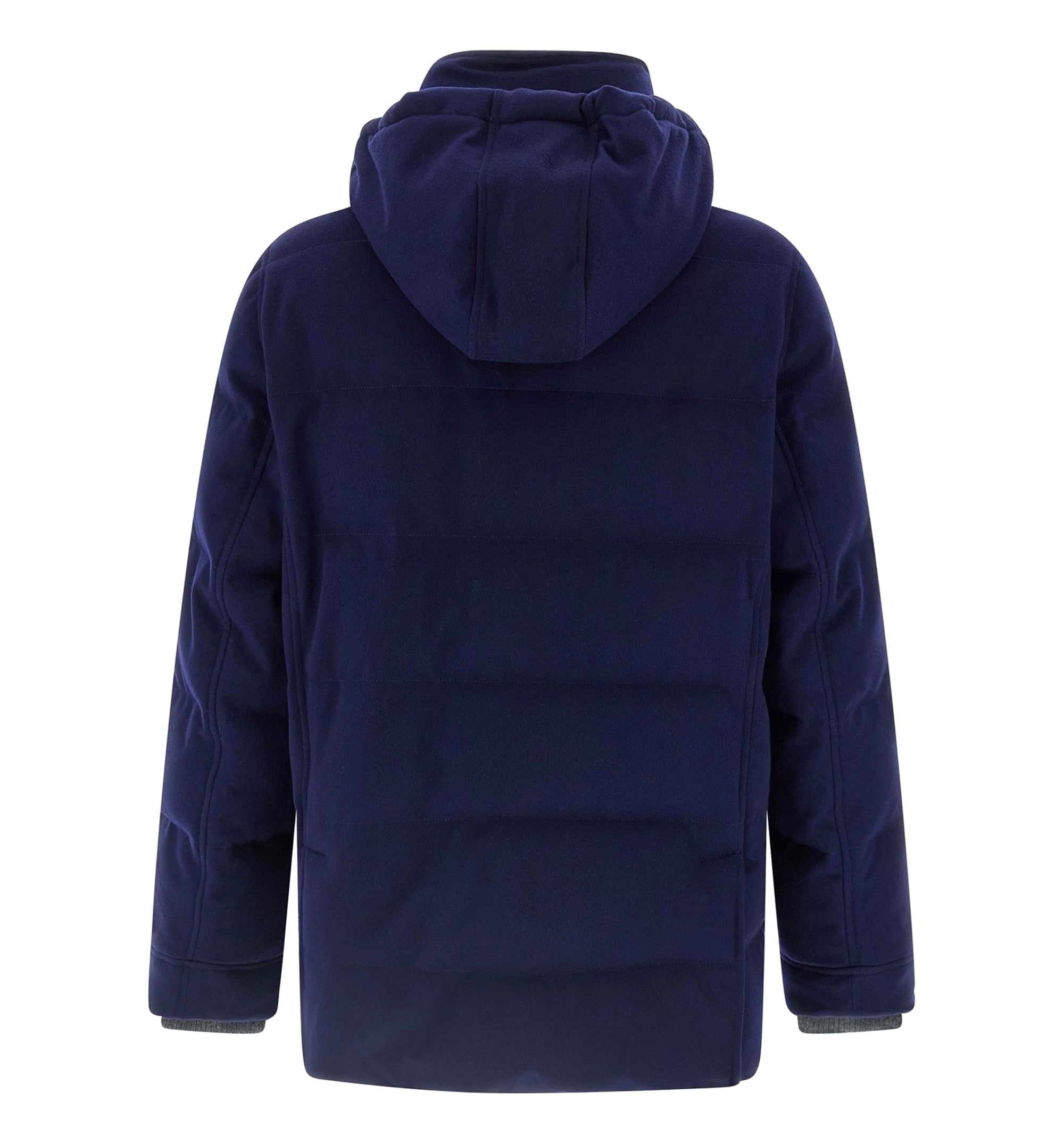 Bonded Wool Flannel Down Jacket With Detachable Hood
