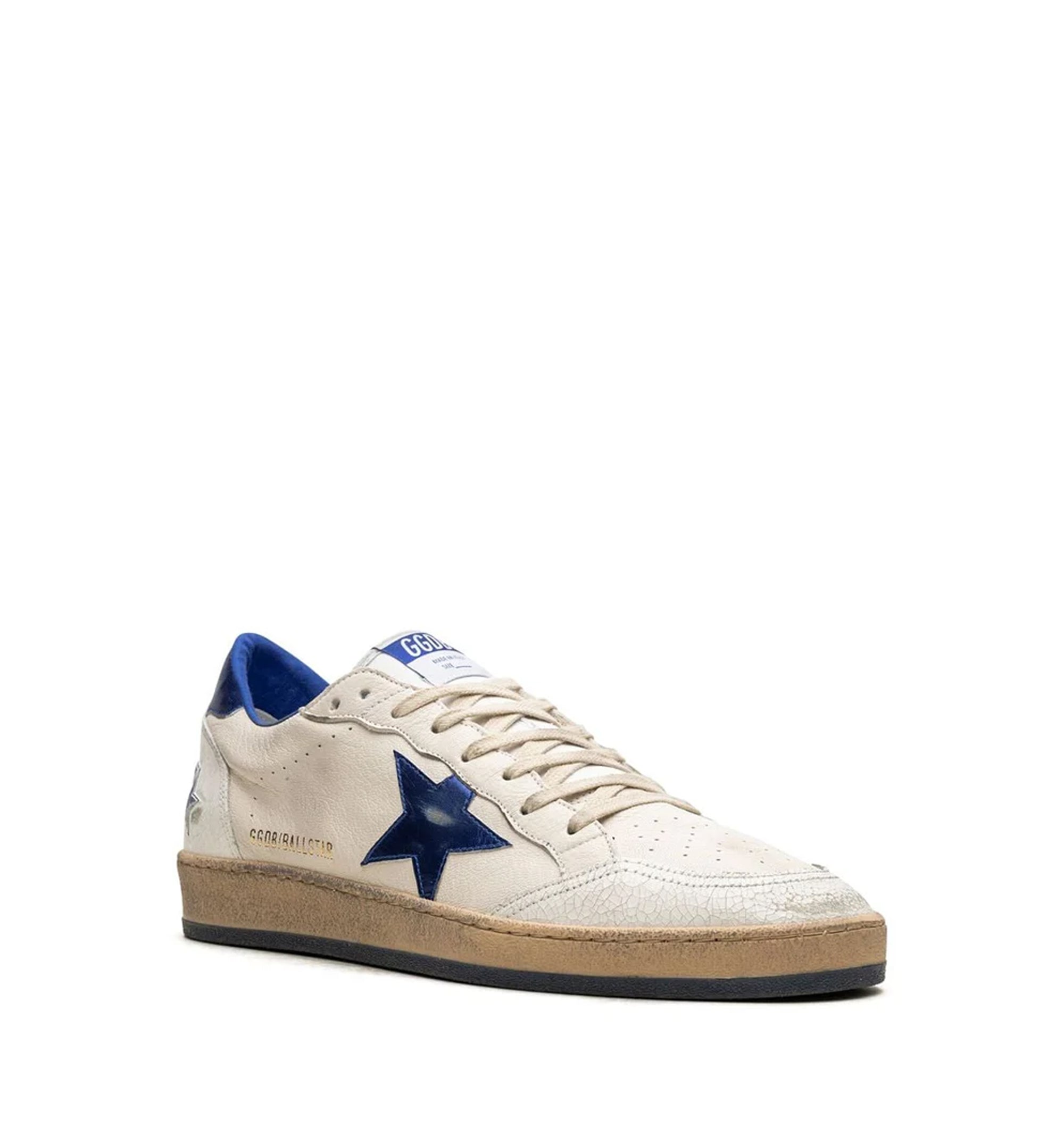 Men’s Ball Star In White Nappa With Blue Star And Heel Tab