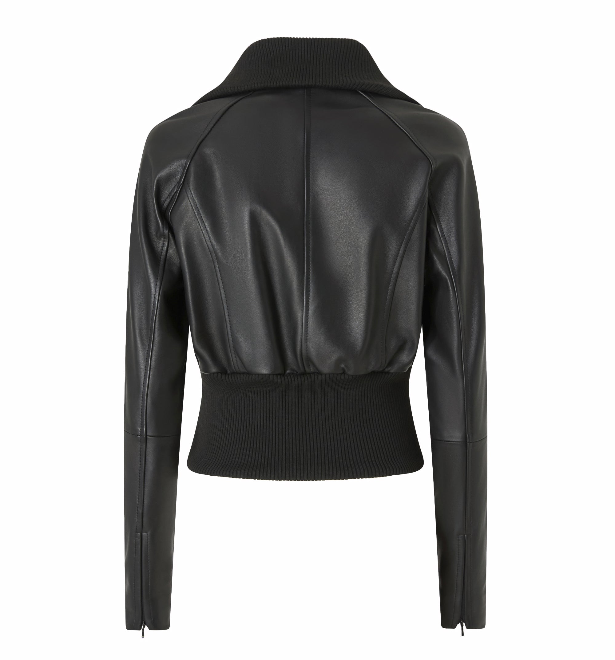 Short Nappa Leather And Knit Jacket