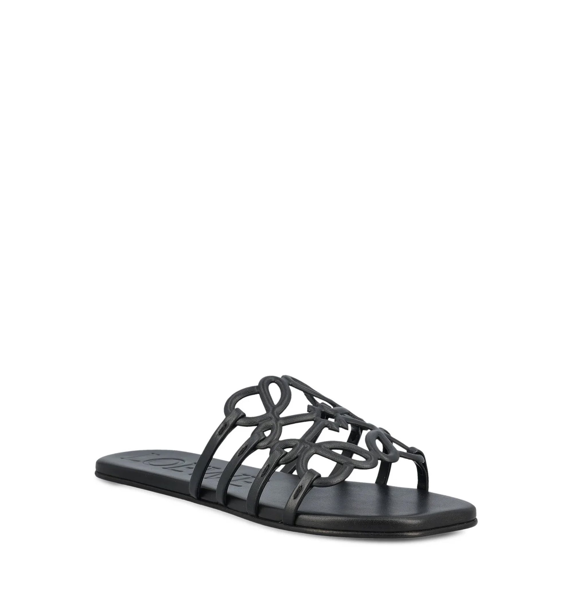 Petal Anagram Slide in Soft Calfskin