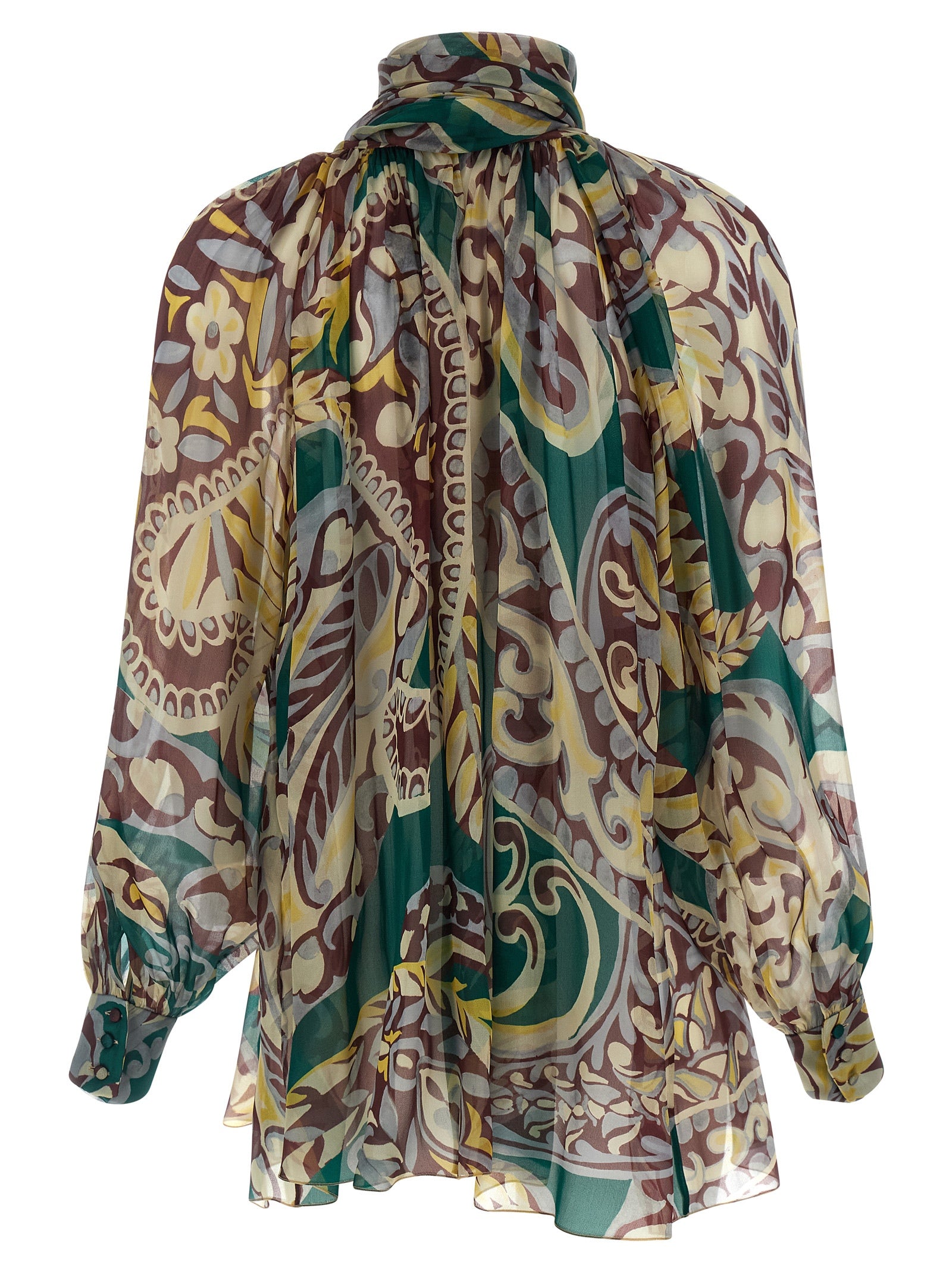 Paisley Silk Organza Lavallière Blouse