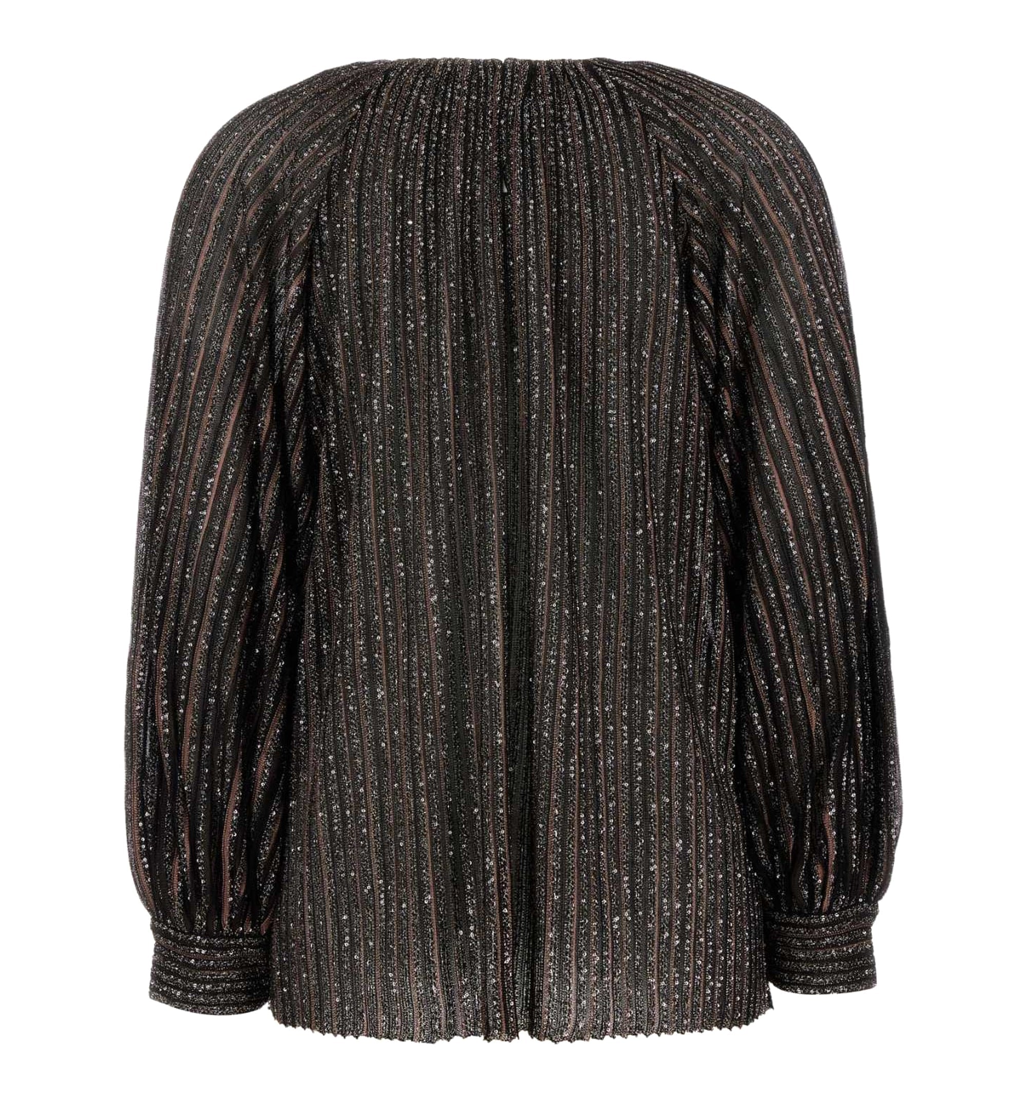 Flared Crewneck Sweater With Lamé Stripes