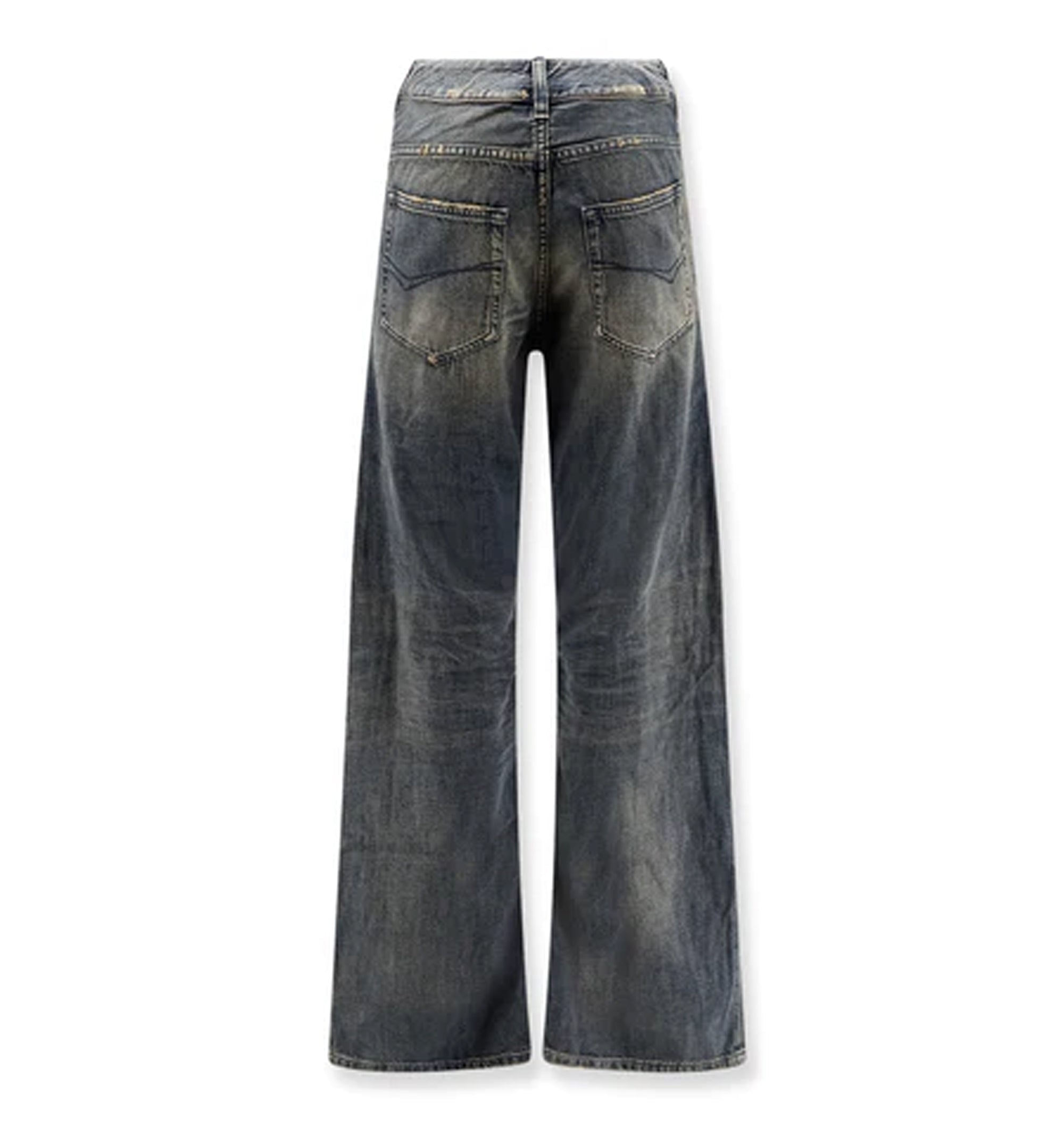 Curved-Waist Wide-Leg Jeans