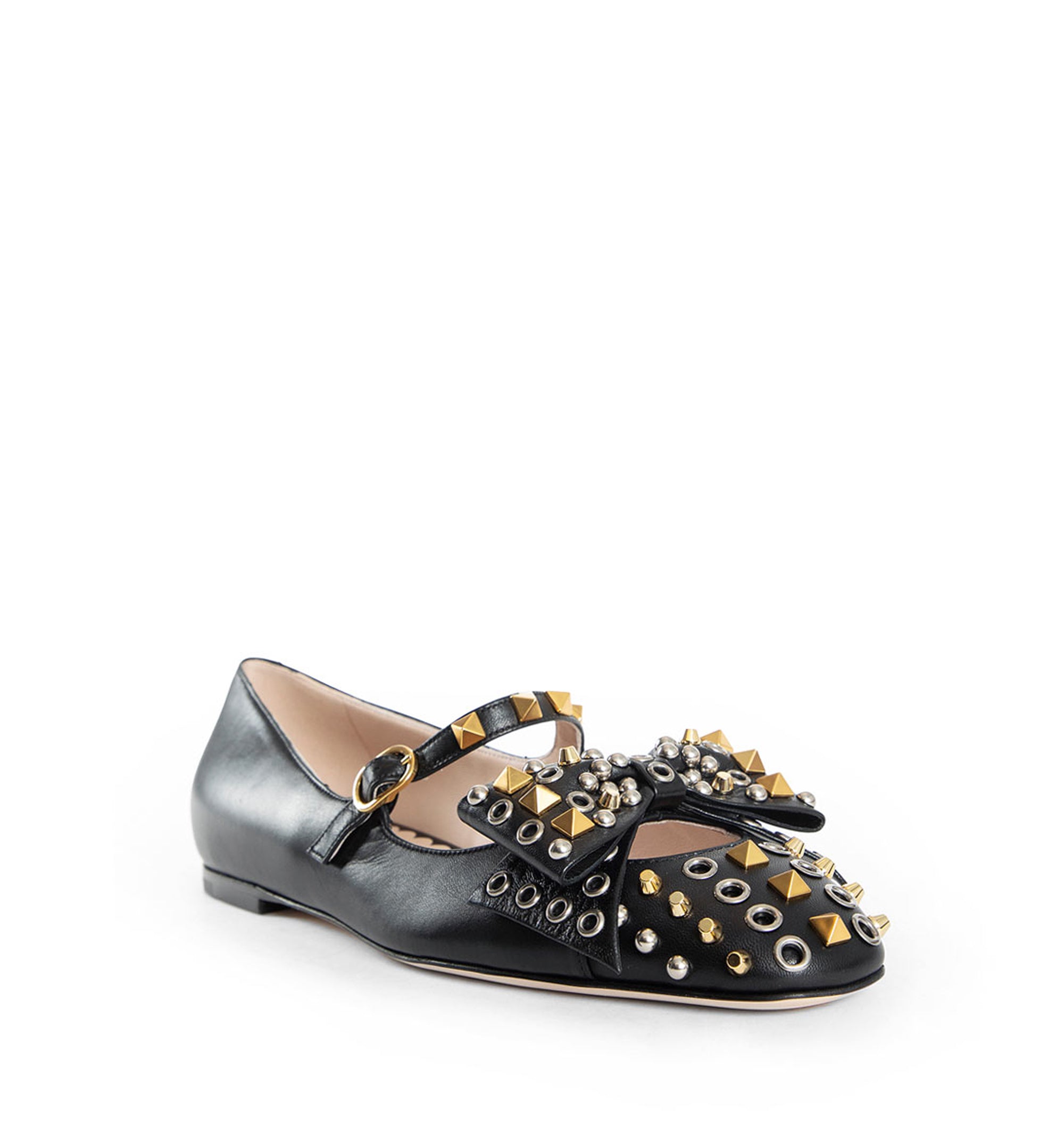 Mary-Jane Bowow Ballerina Flats with Studs