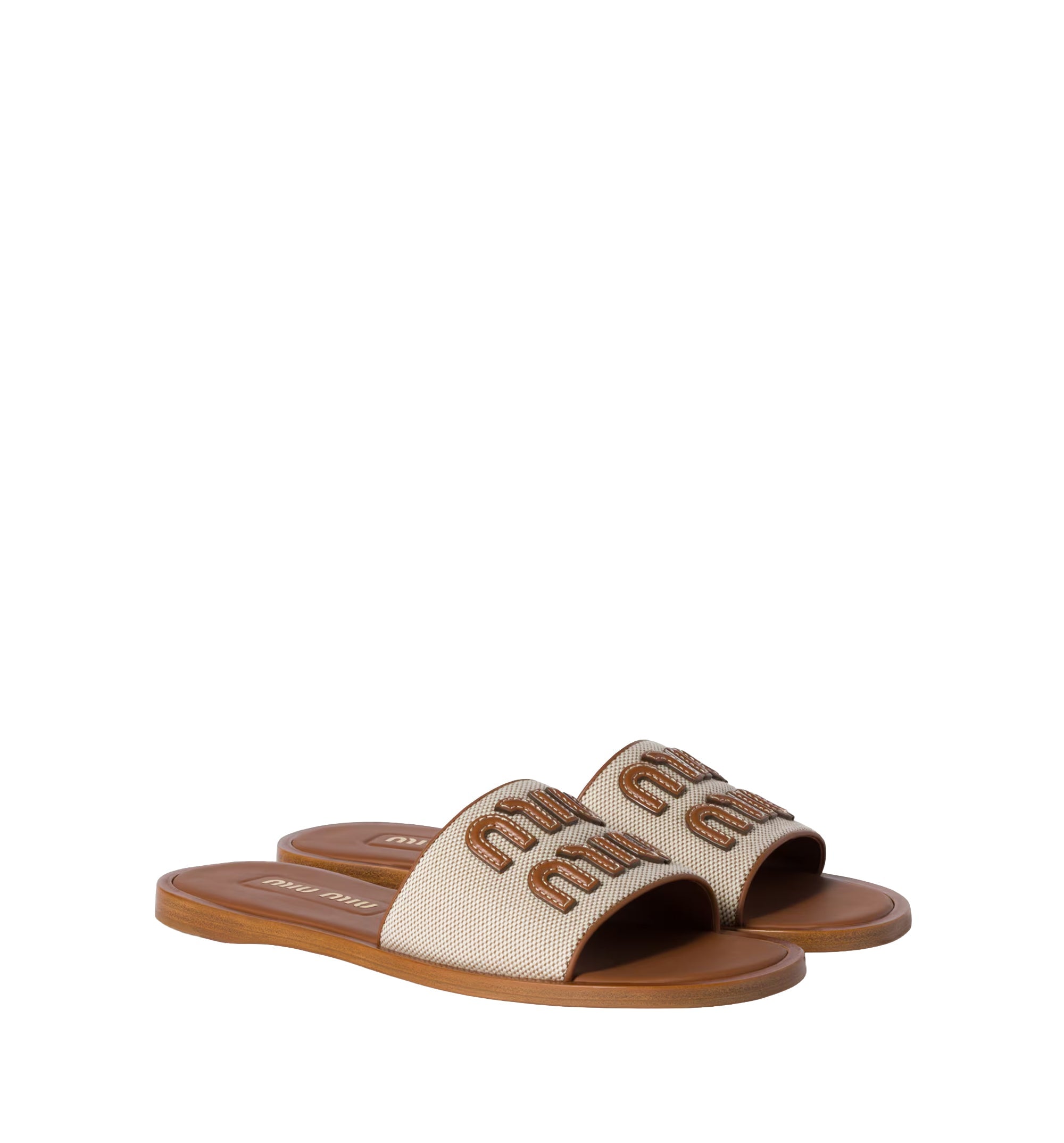 Canvas And Leather Slides