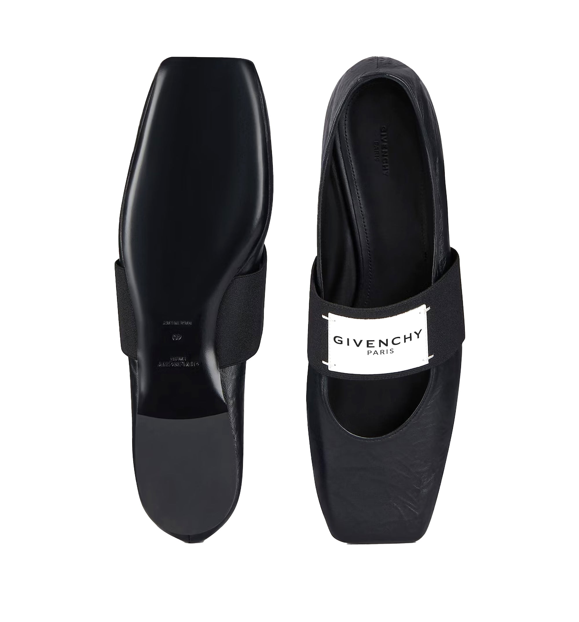 Sliced Square Ballerinas In Textured-Effect Leather