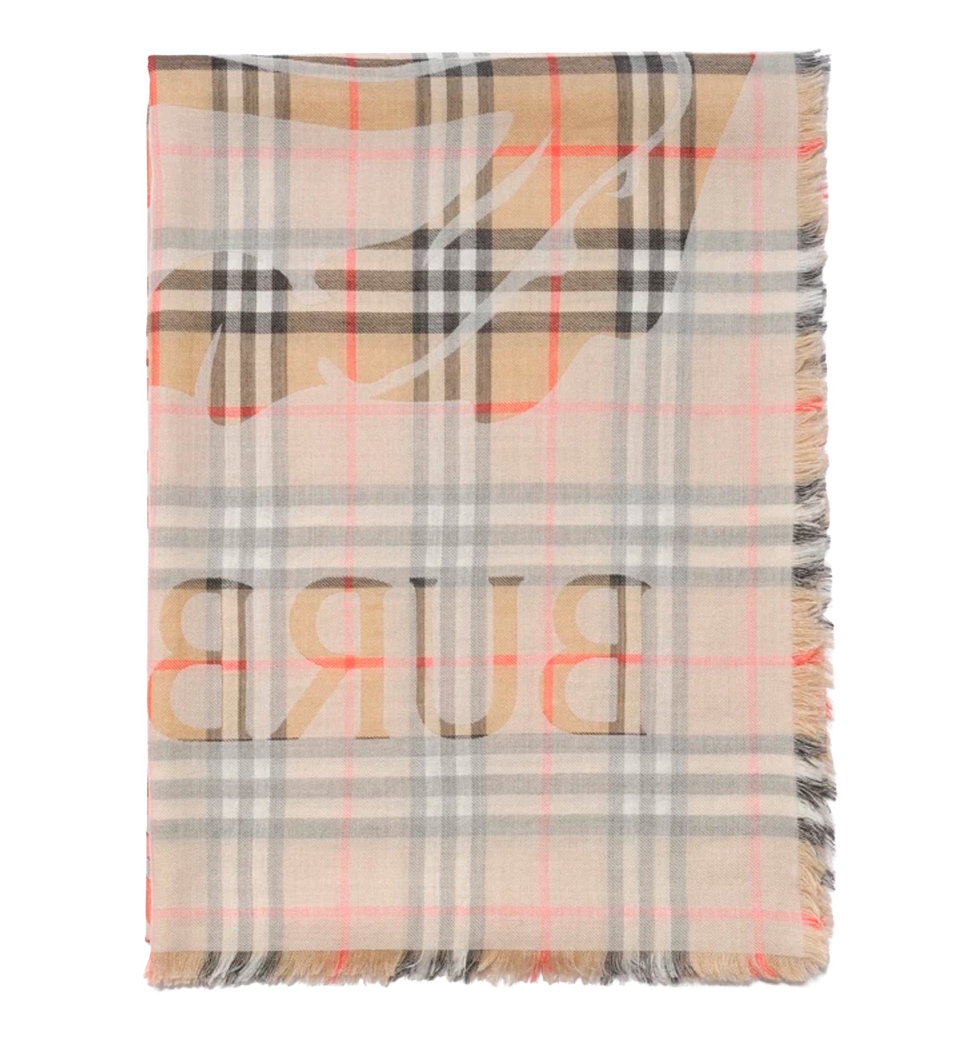 Wide EKD Check Wool Silk Scarf