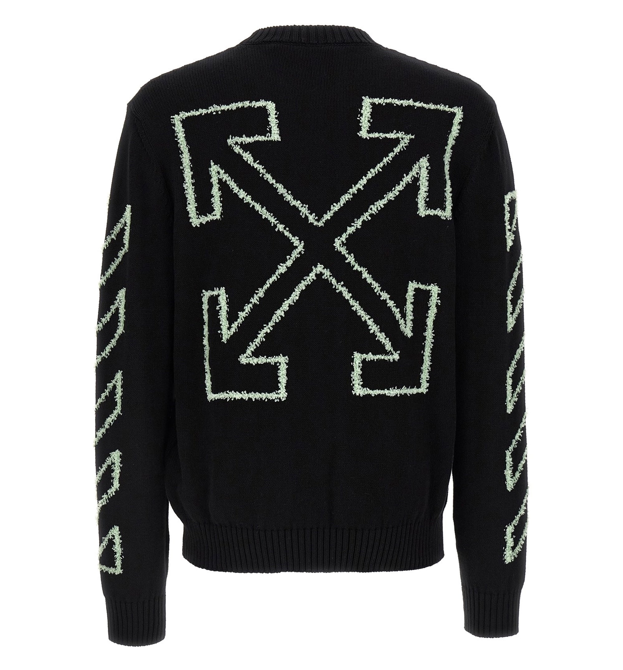 Diagonal Arrow Fuzzy Crewneck Sweater