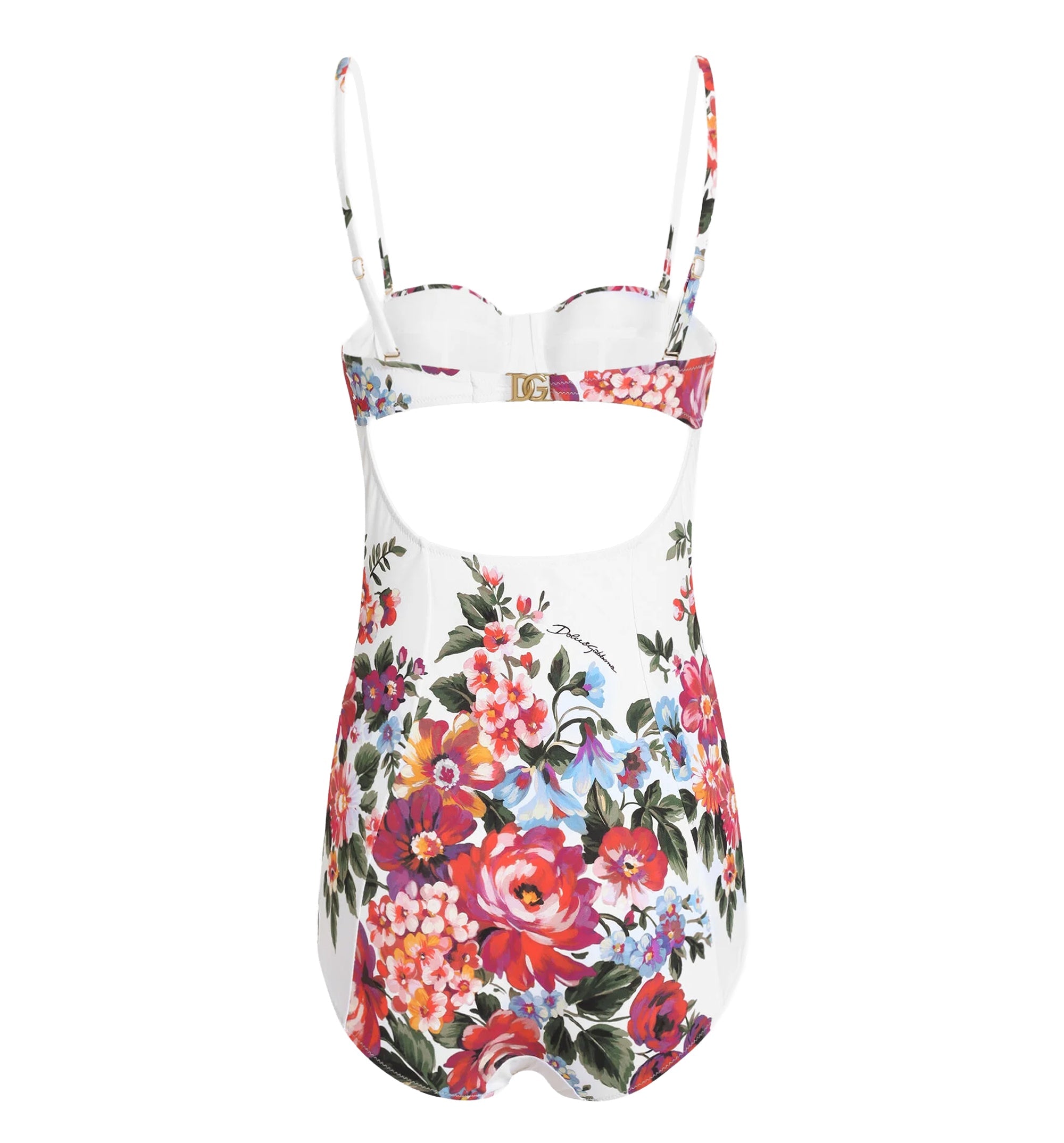 Flower Bouquet-Print Balconette One-Piece Swimsuit