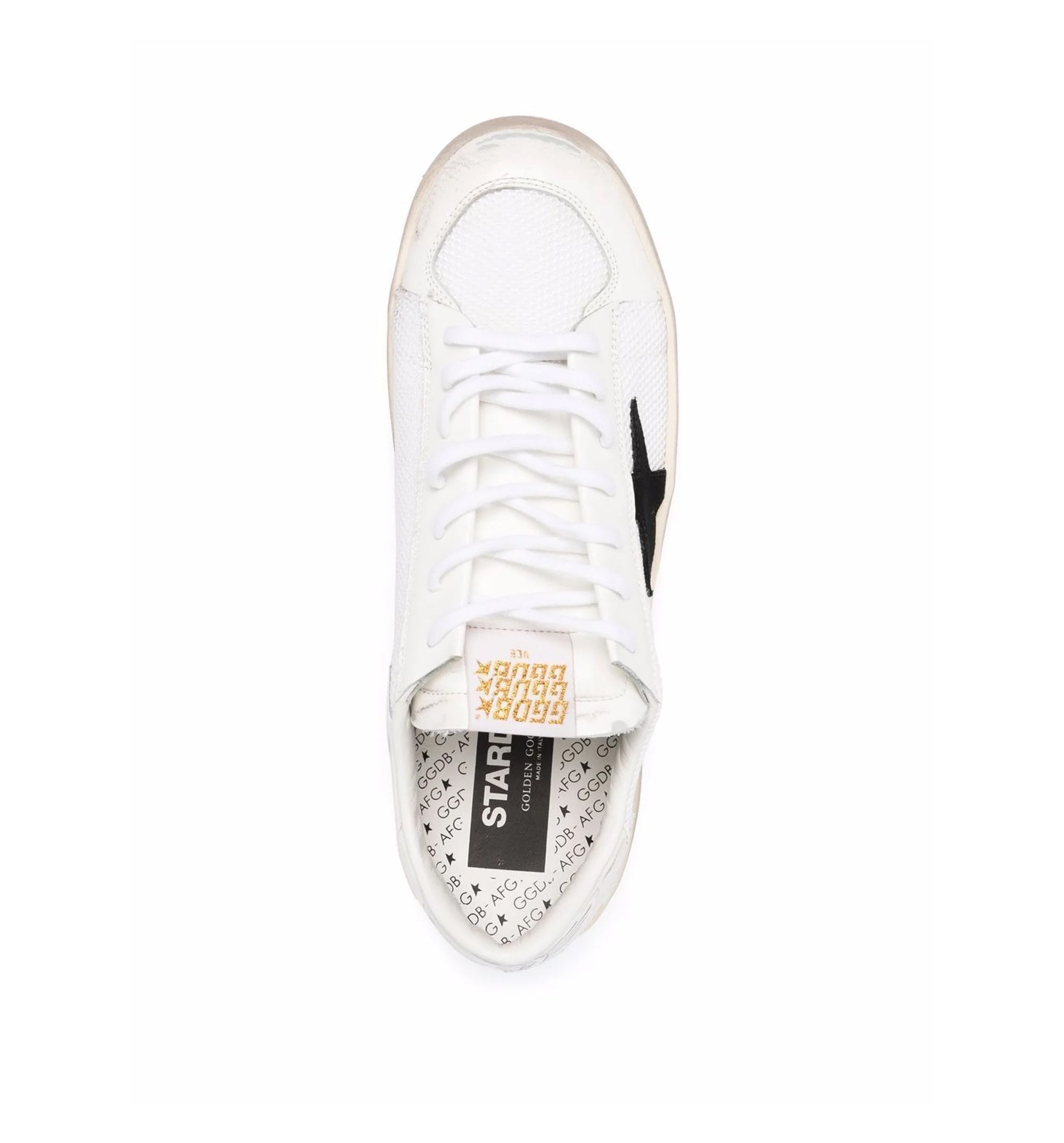 Stardan in White Mesh with Black Suede Star