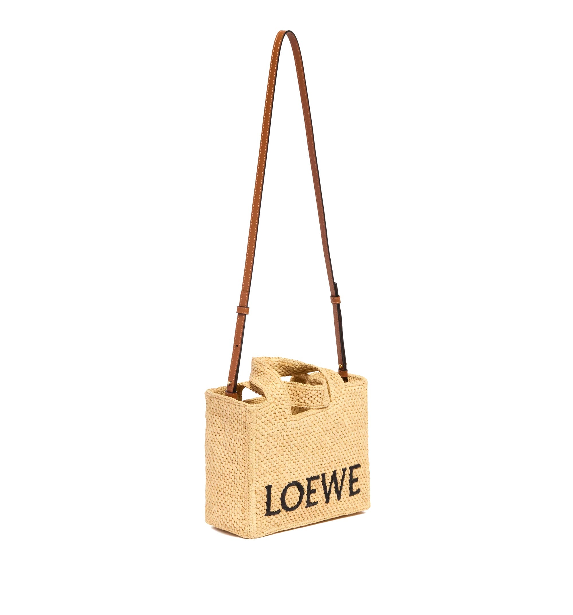 Small LOEWE Font Tote In Raffia