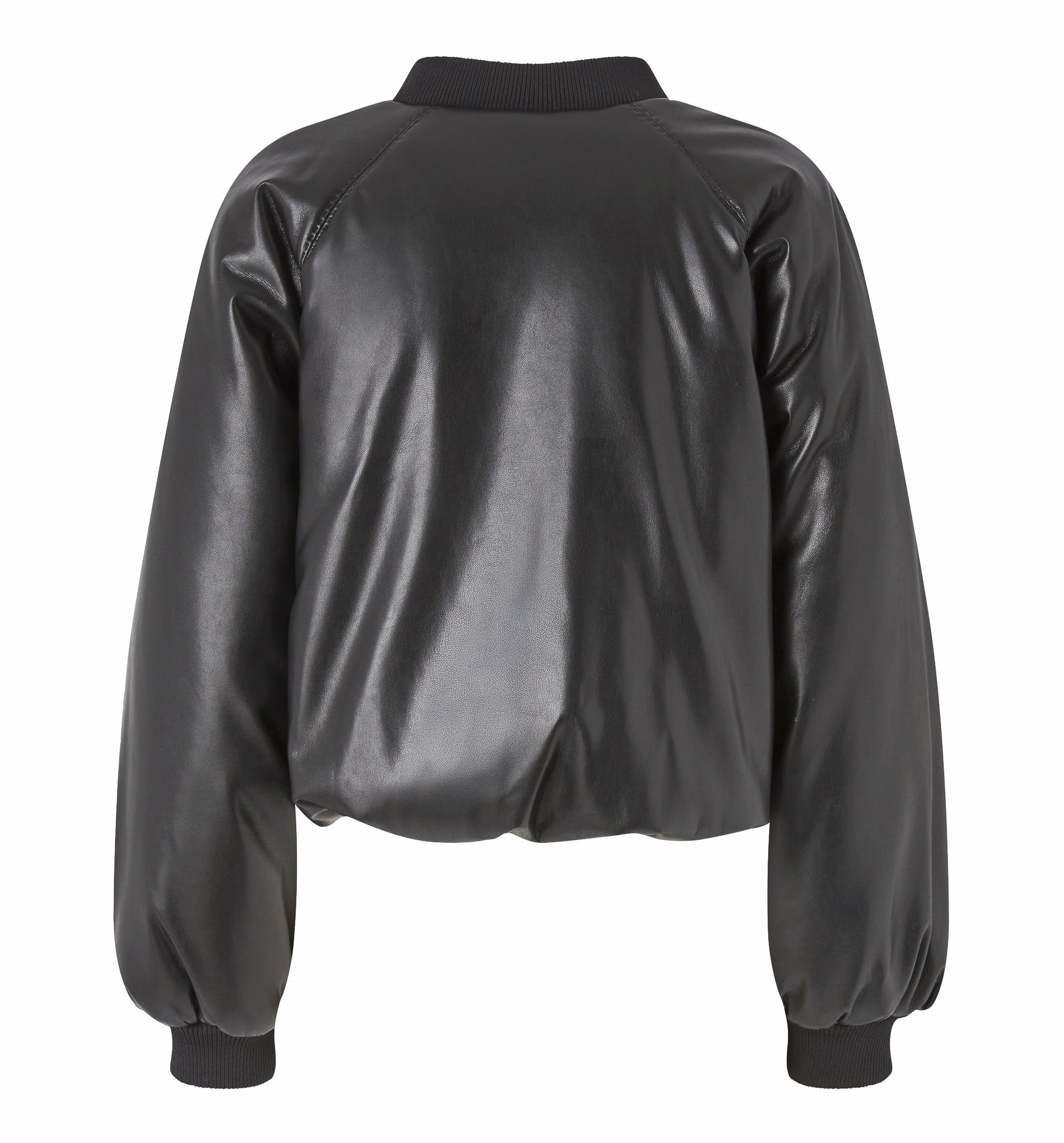 Short Leather-effect Bomber Jacket