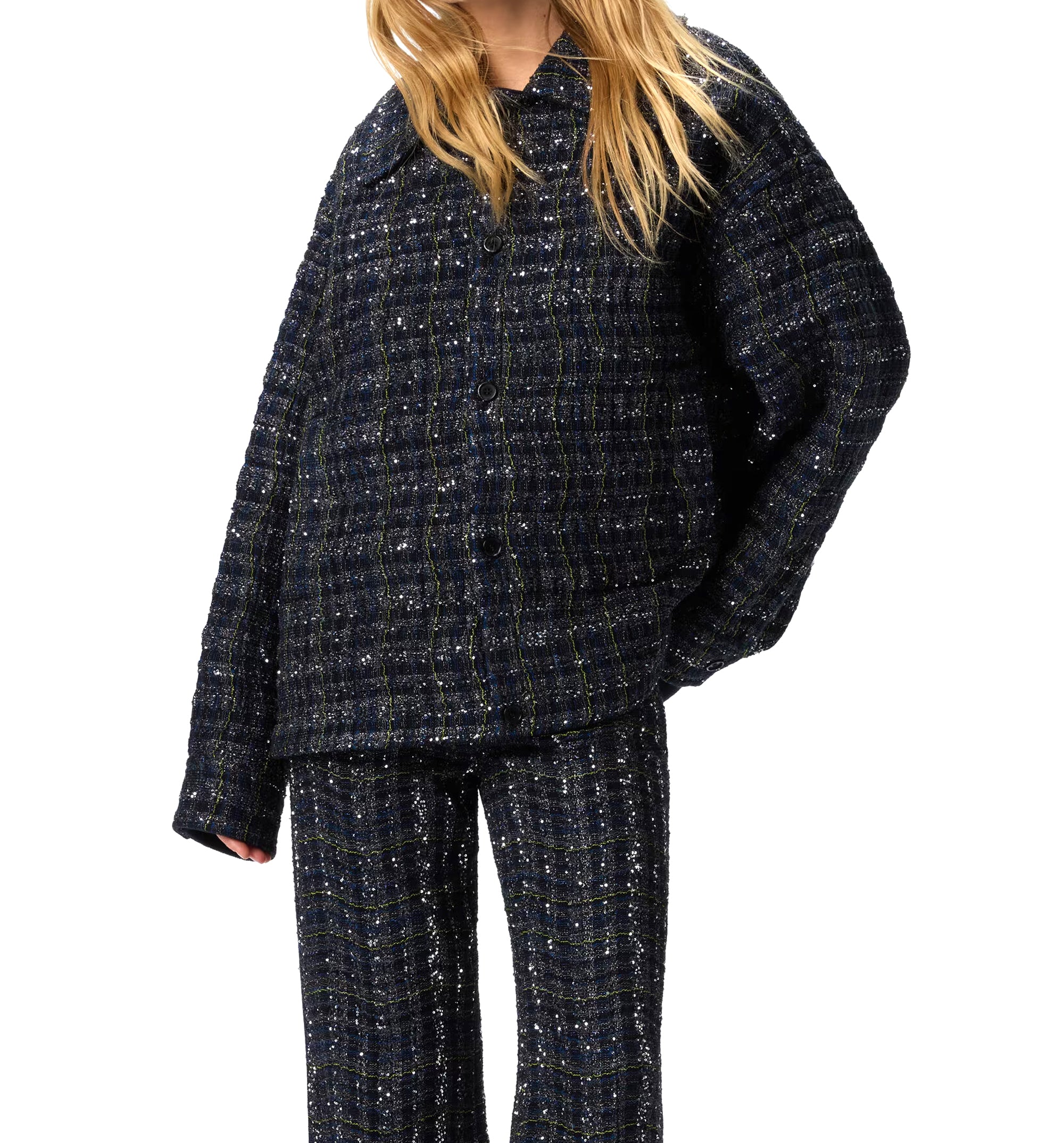 Overshirt With Wave Check Pattern