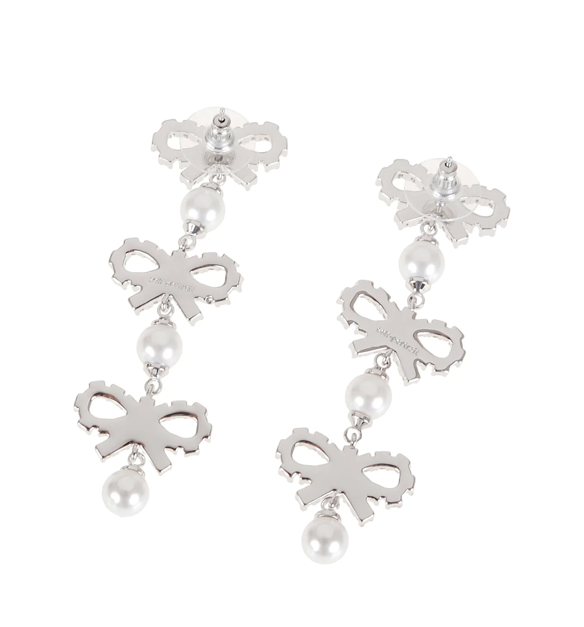 Micro Bow Pearl Tiered Earrings