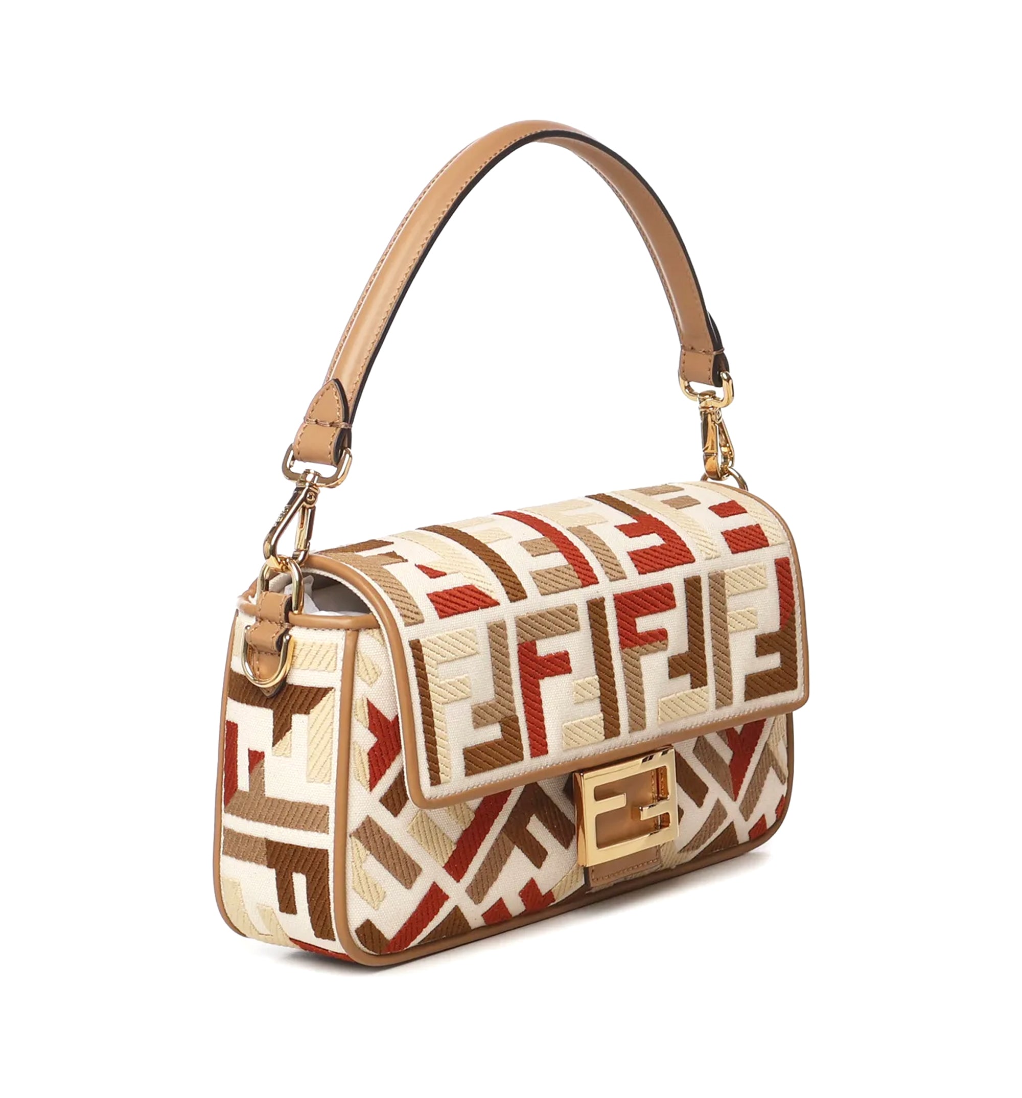 Baguette Canvas Bag With Multicolor FF Embroidery