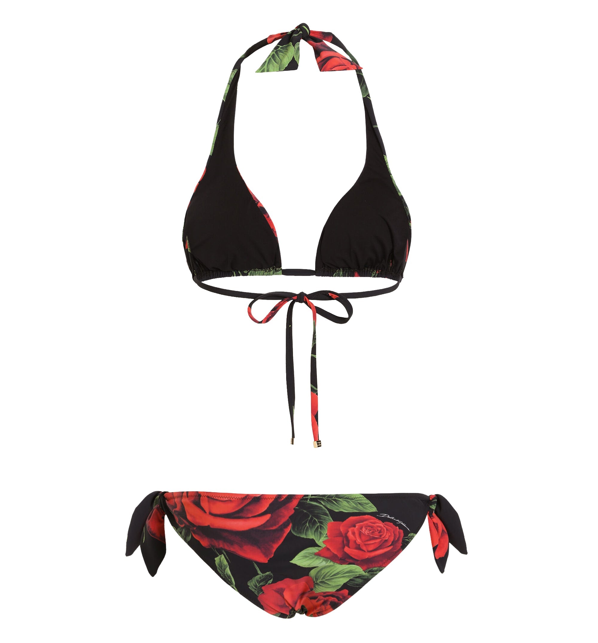 Rose-Print Triangle Bikini