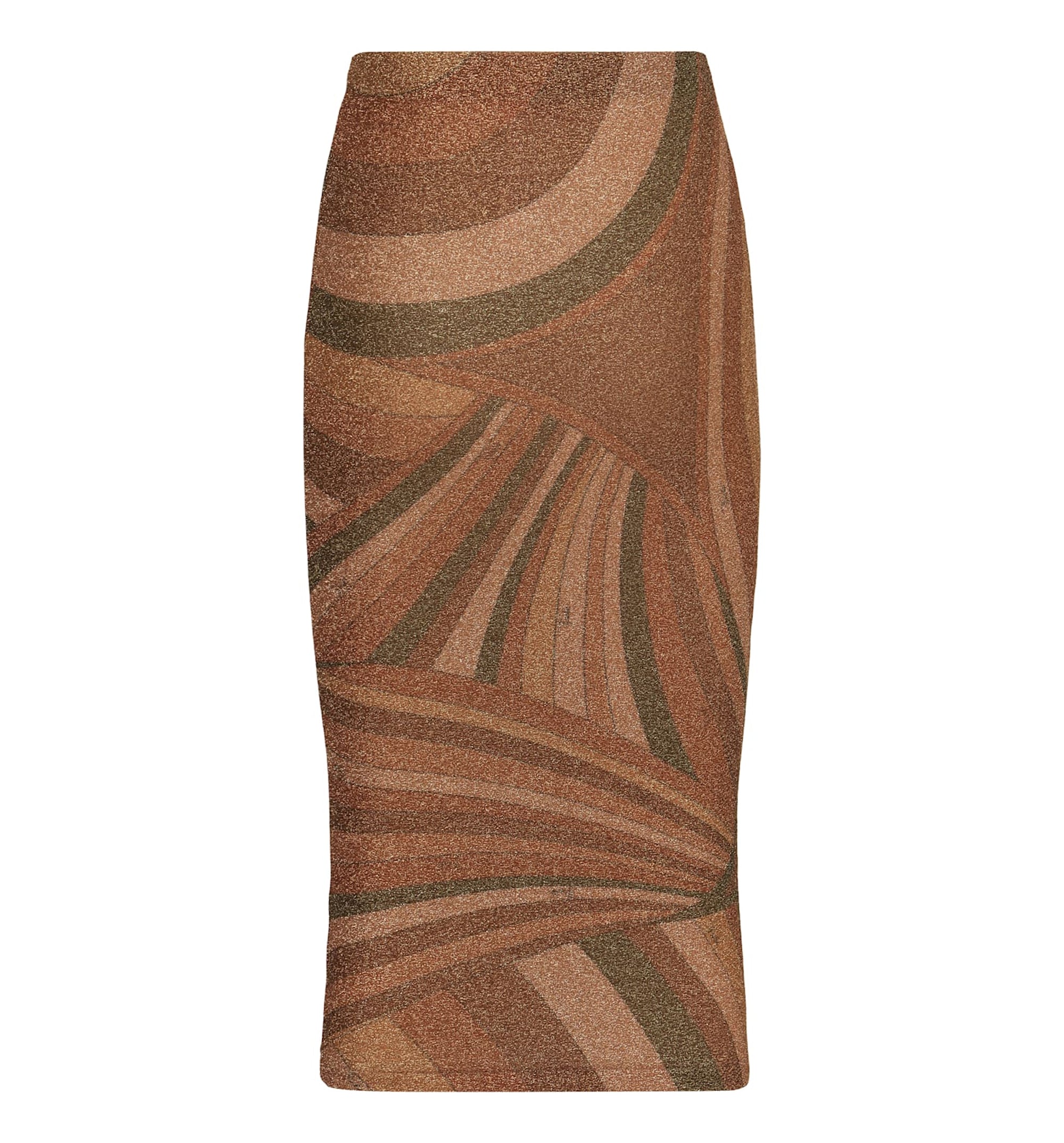 Iride Print Lamé Jersey Midi Skirt
