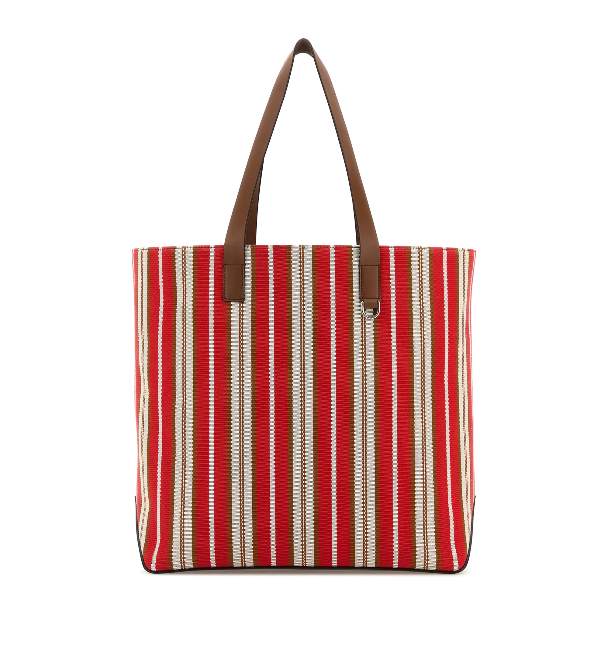 Logo Printed Striped Medium Tote Bag