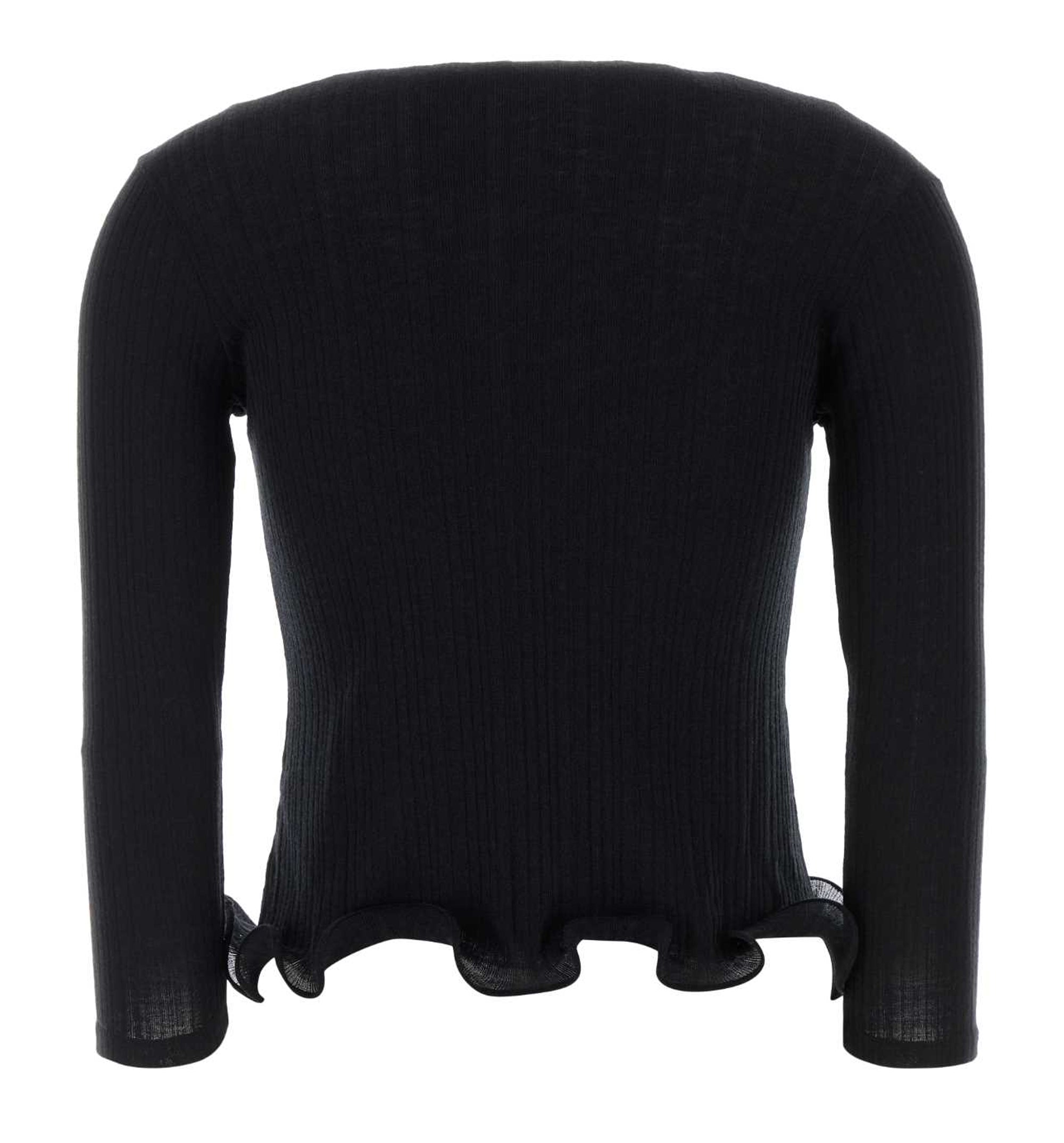 V-Neck Ribbed Wool Top