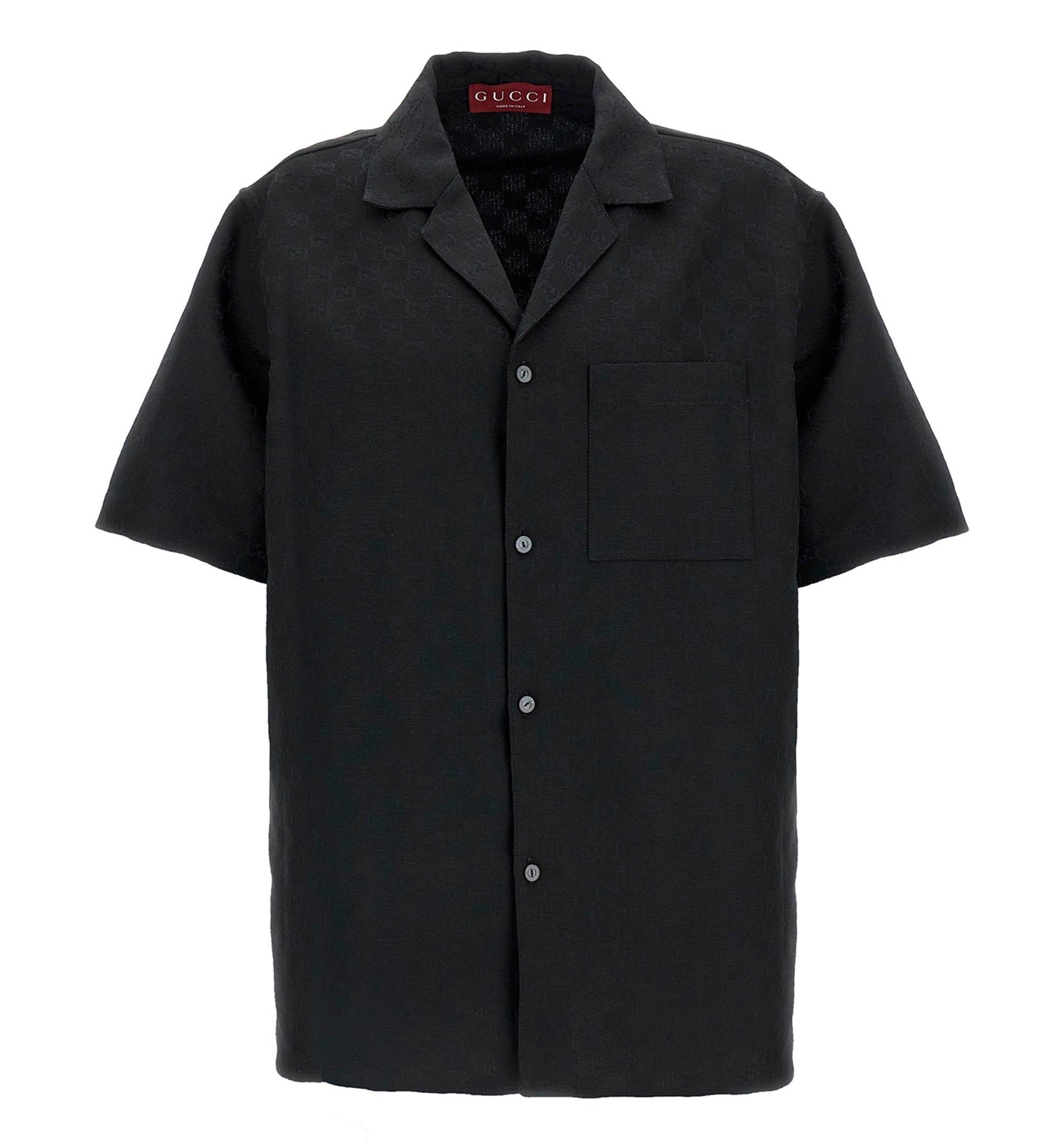 GG canvas linen blend bowling shirt