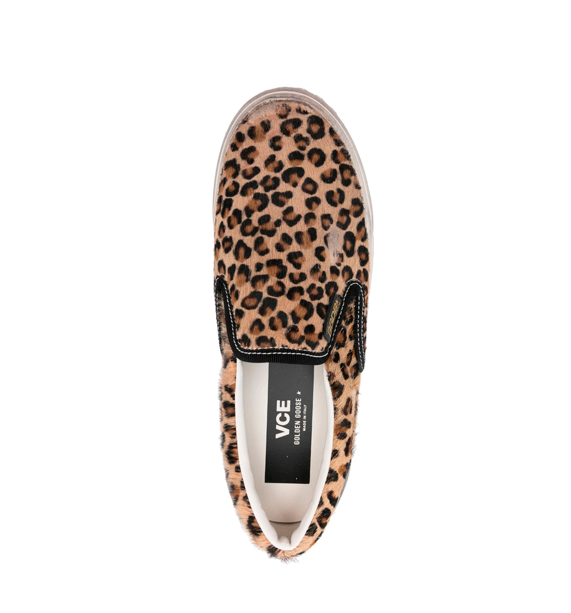 Penstar in leopard-print pony skin with black leather heel tab