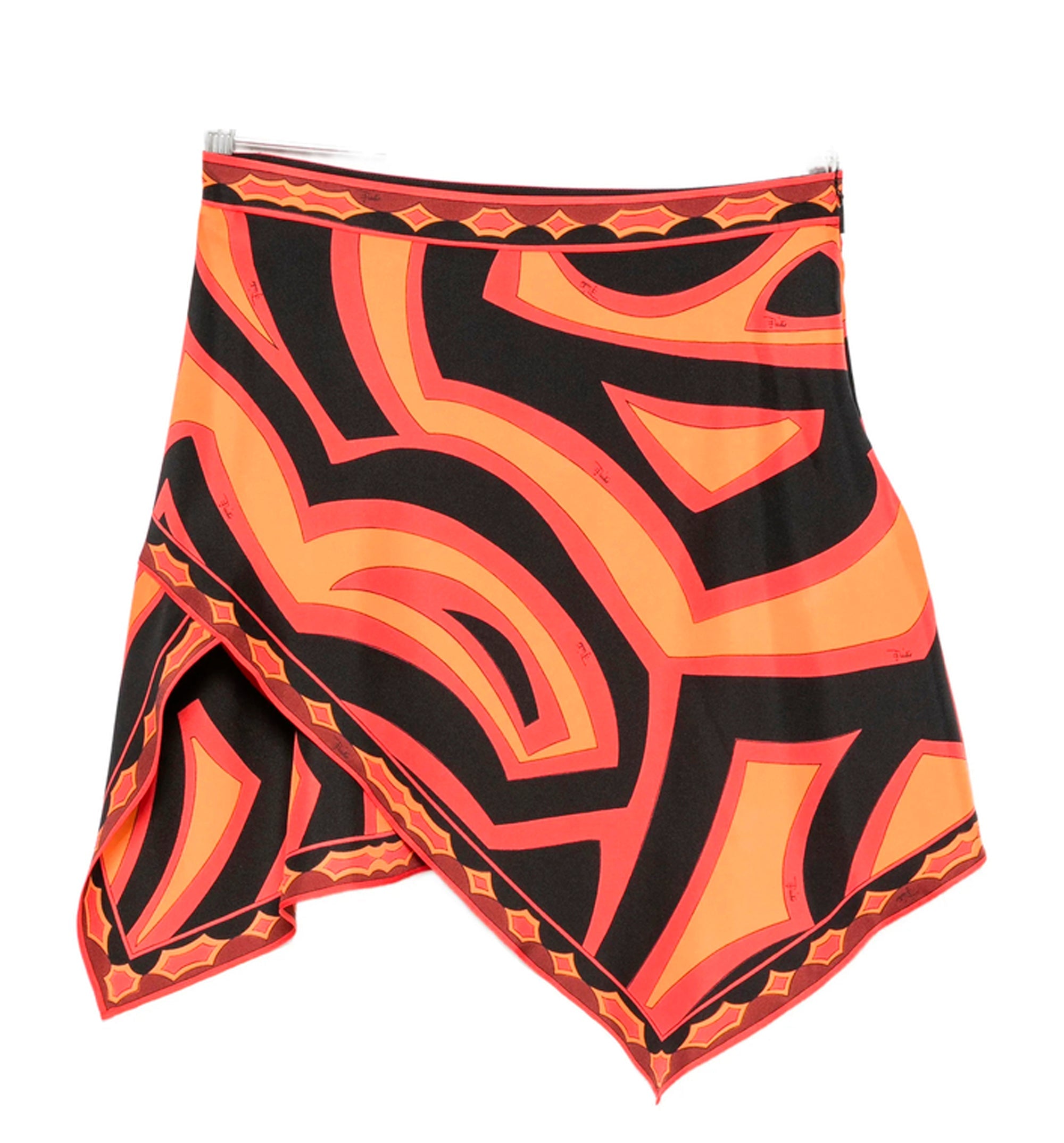 Abstract-print Asymmetric Mini Skirt