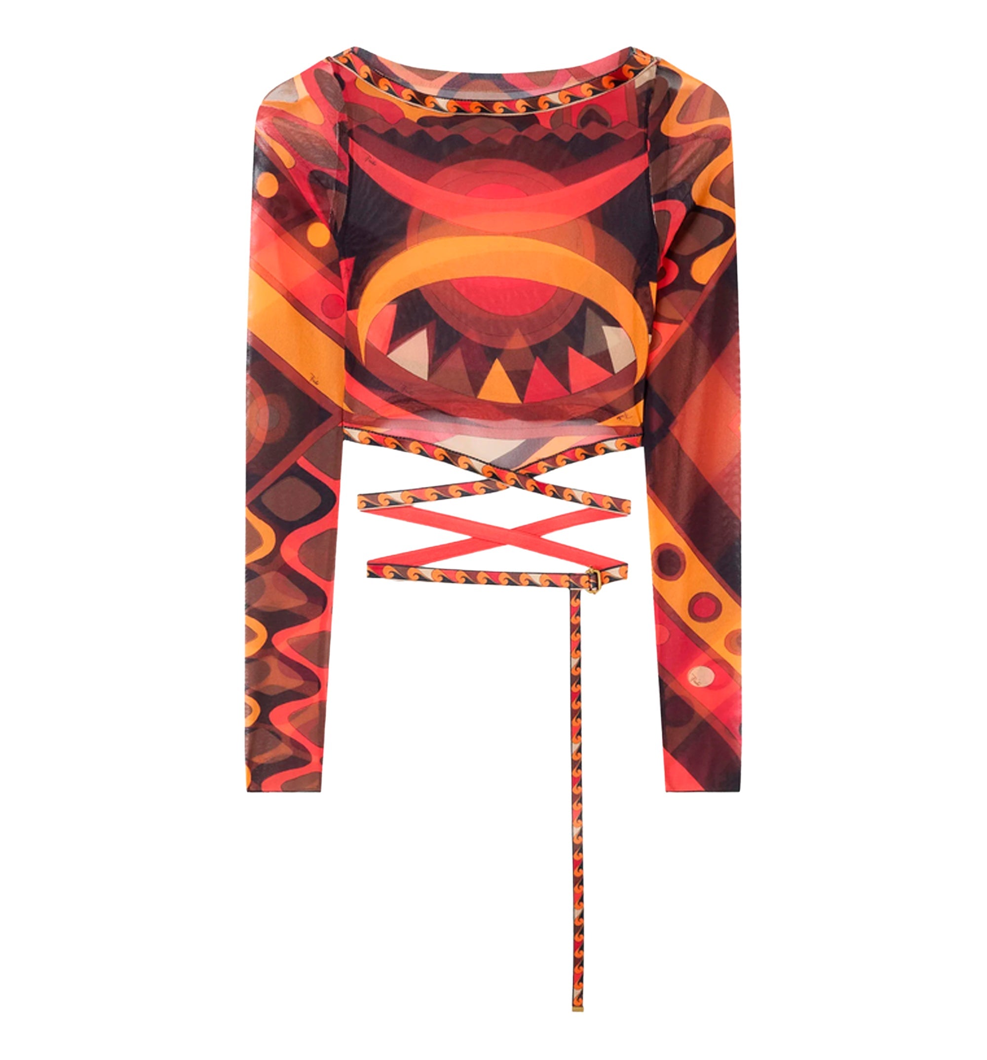 Vivara Print Tulle Crop Top