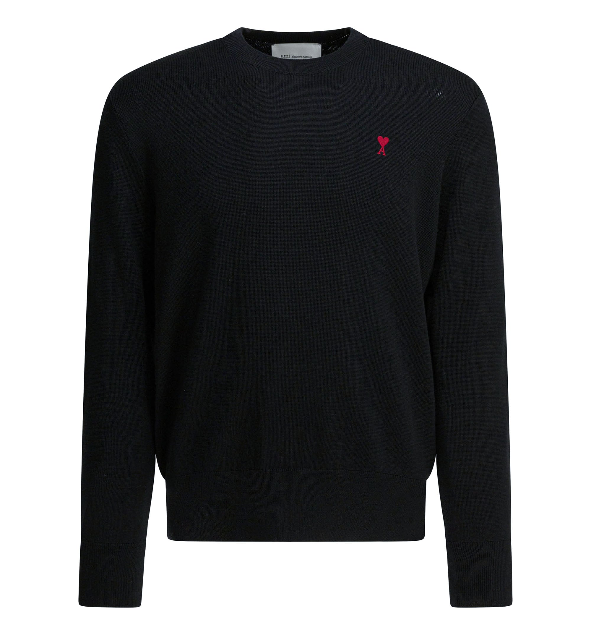 Black crewneck wool sweater with Ami de Coeur
