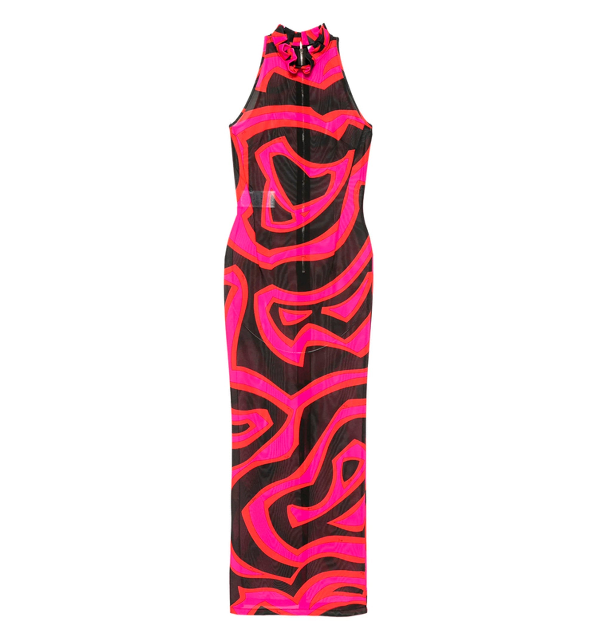 Labirinto Print Long Fitted Dress