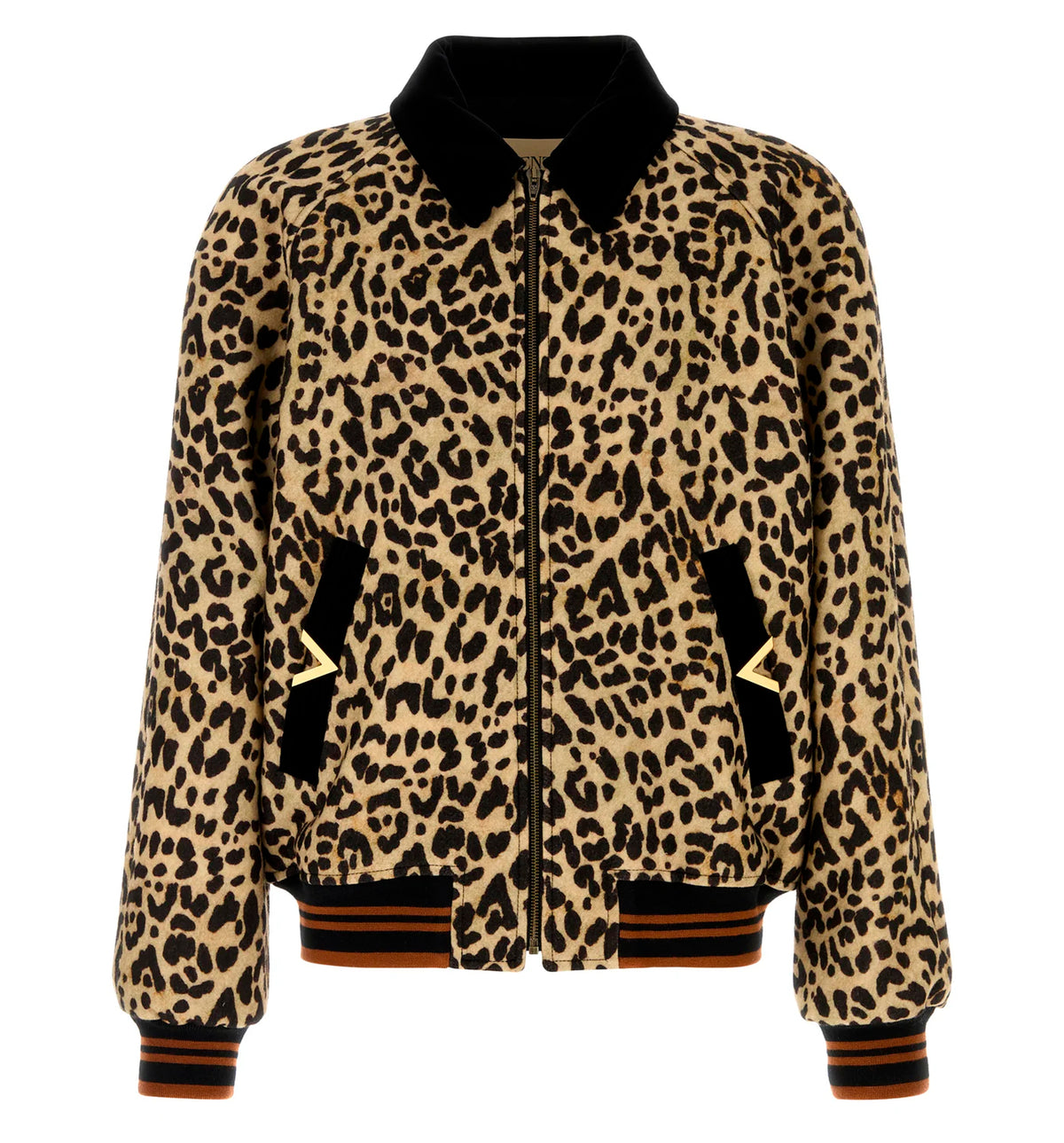 Printed wool bomber jacket