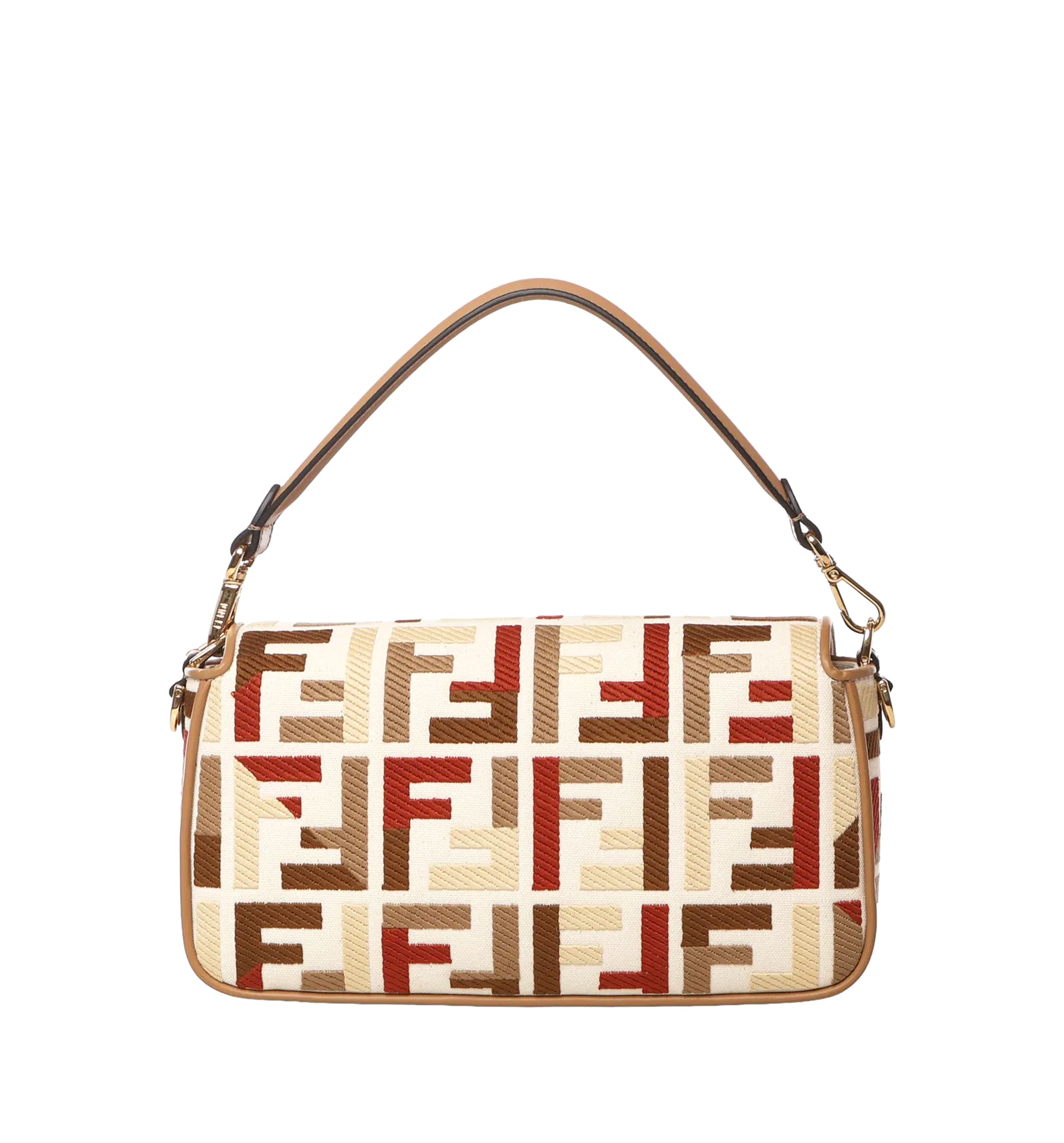 Baguette Canvas Bag With Multicolor FF Embroidery