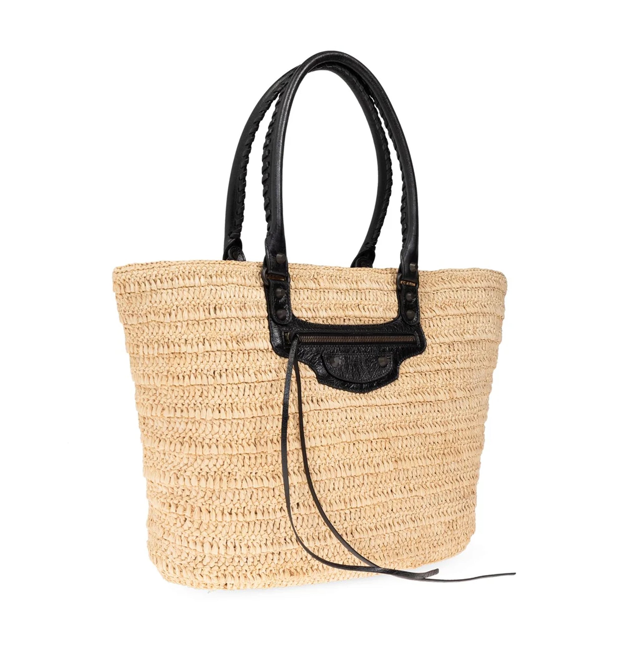 Le City Medium Raffia Basket Bag
