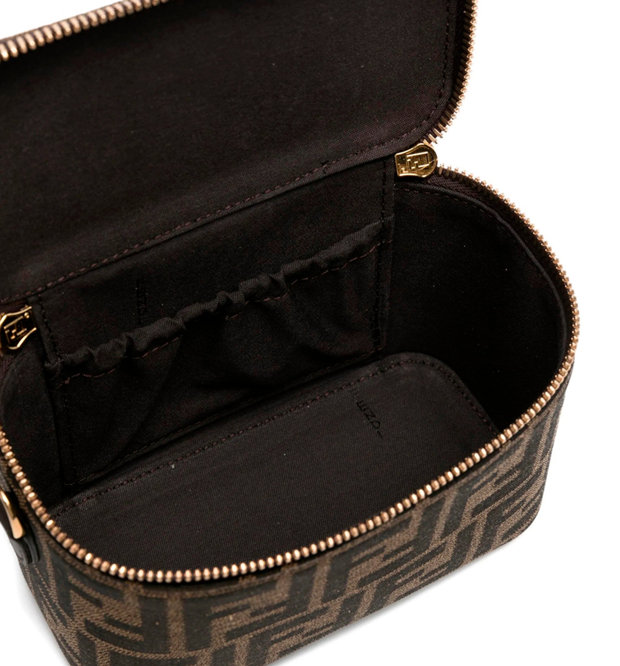 Tobacco brown FF jacquard fabric mini-bag