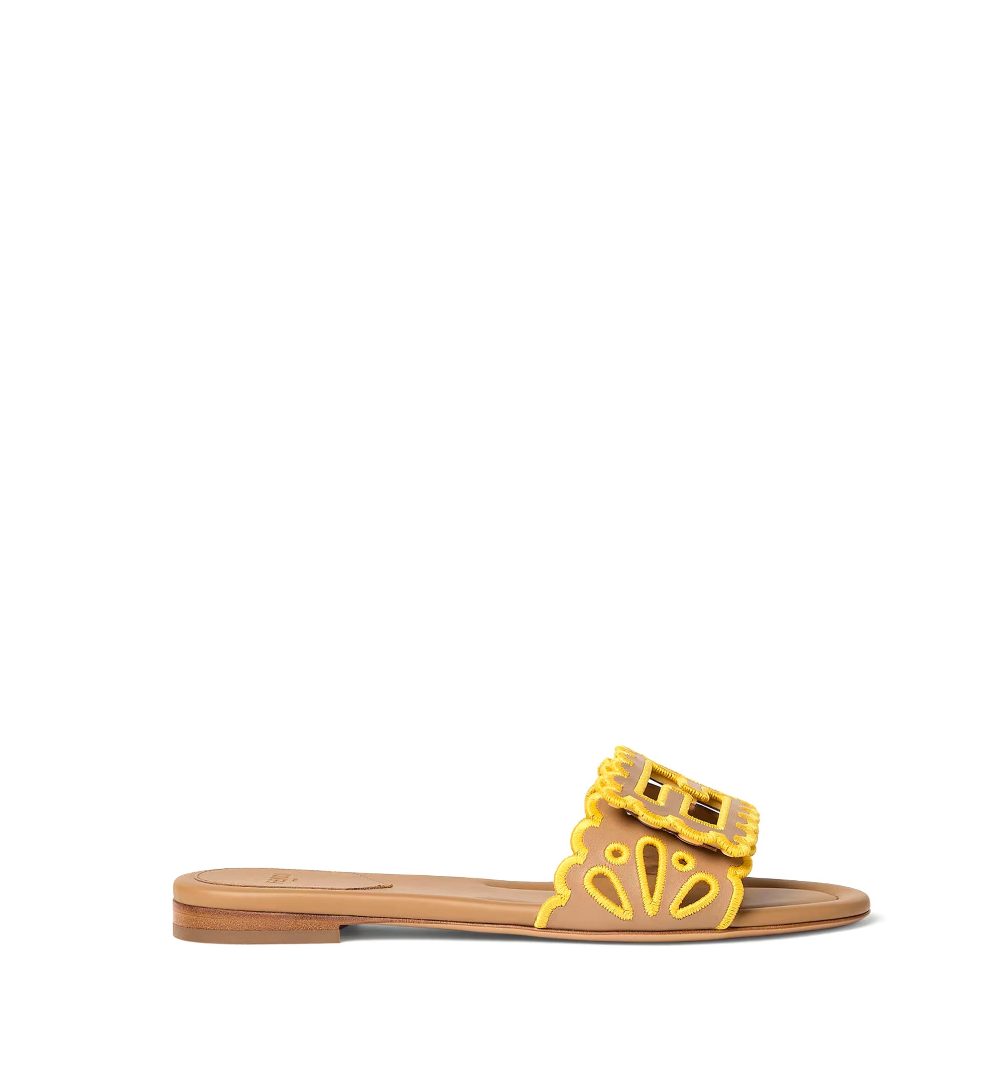 Baguette Light brown nappa leather slides
