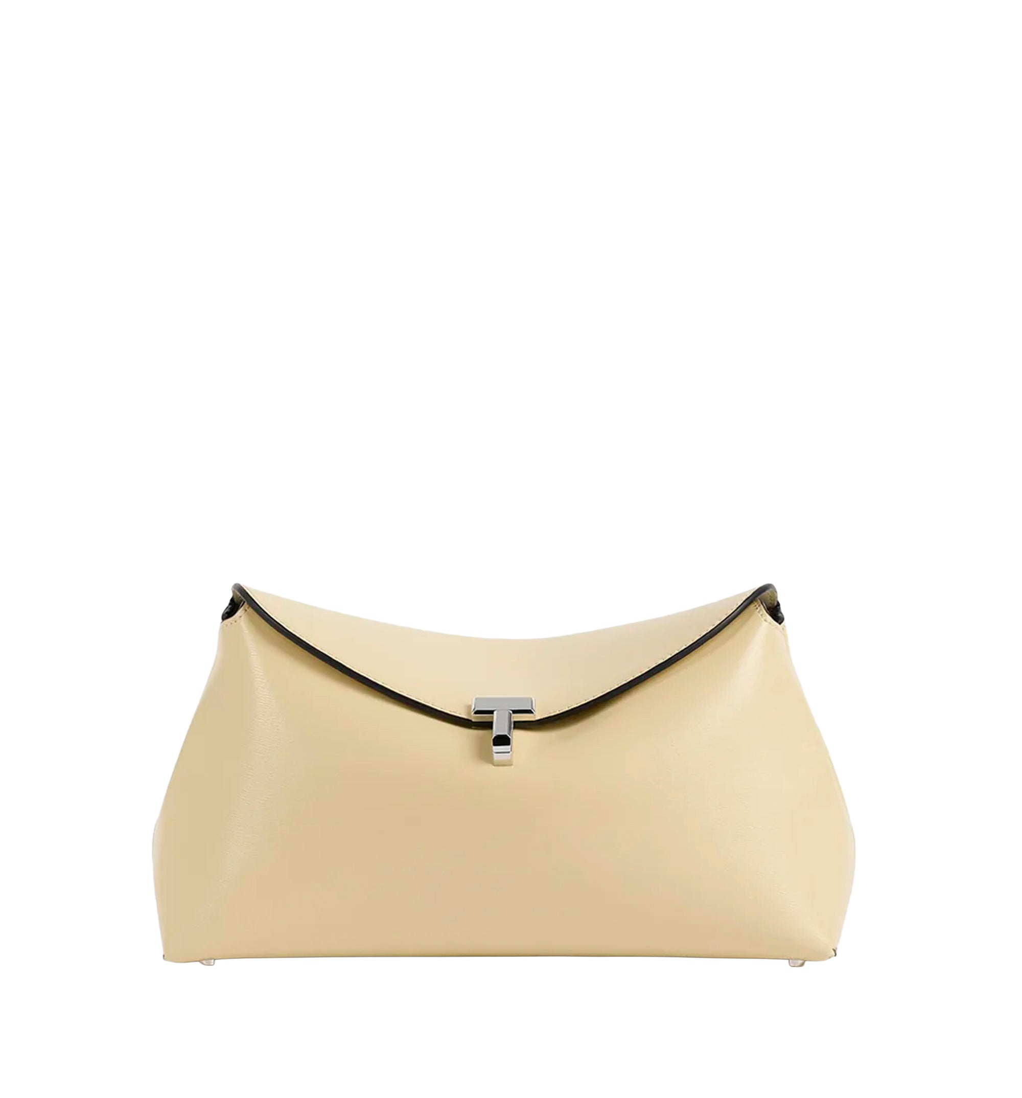 T-lock leather clutch champagne