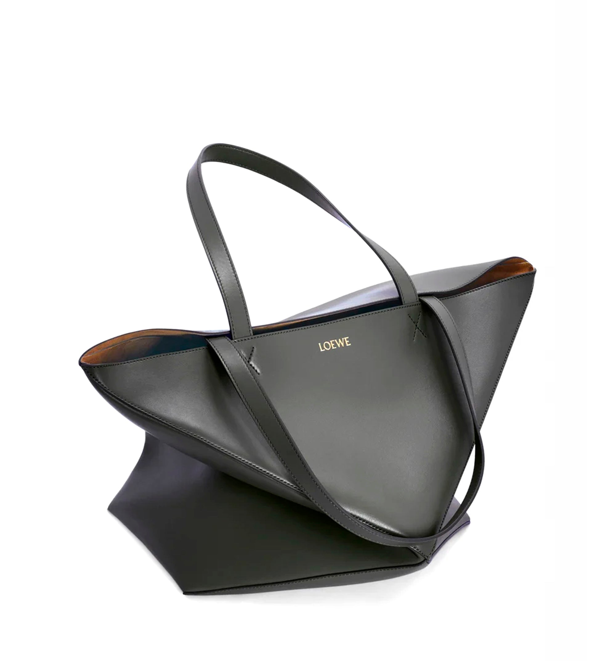 XL Puzzle Fold Tote in Shiny Calfskin
