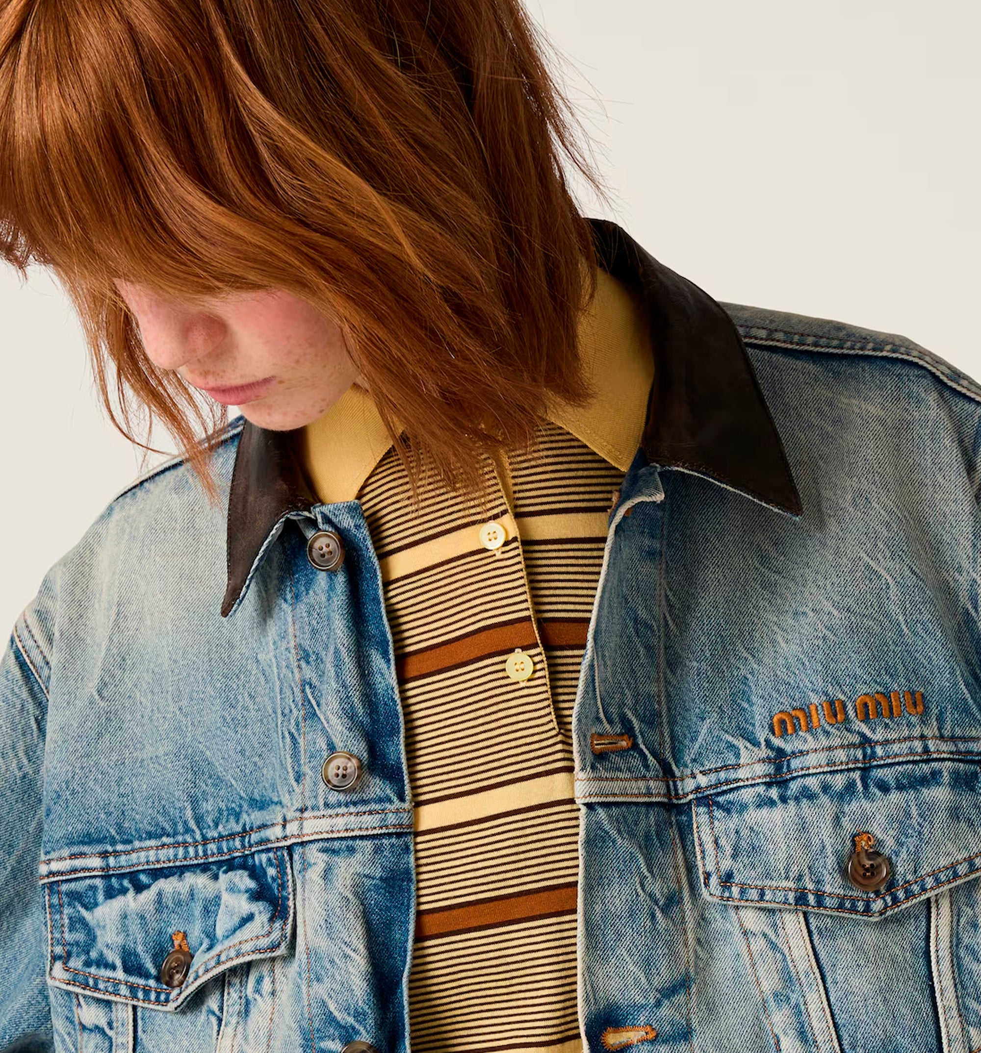 Denim blouson jacket