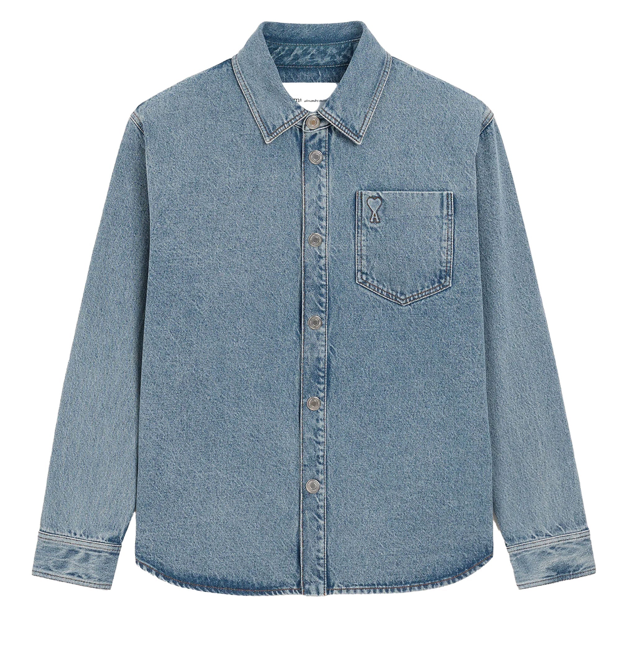 Blue cotton overshirt with Ami de Coeur