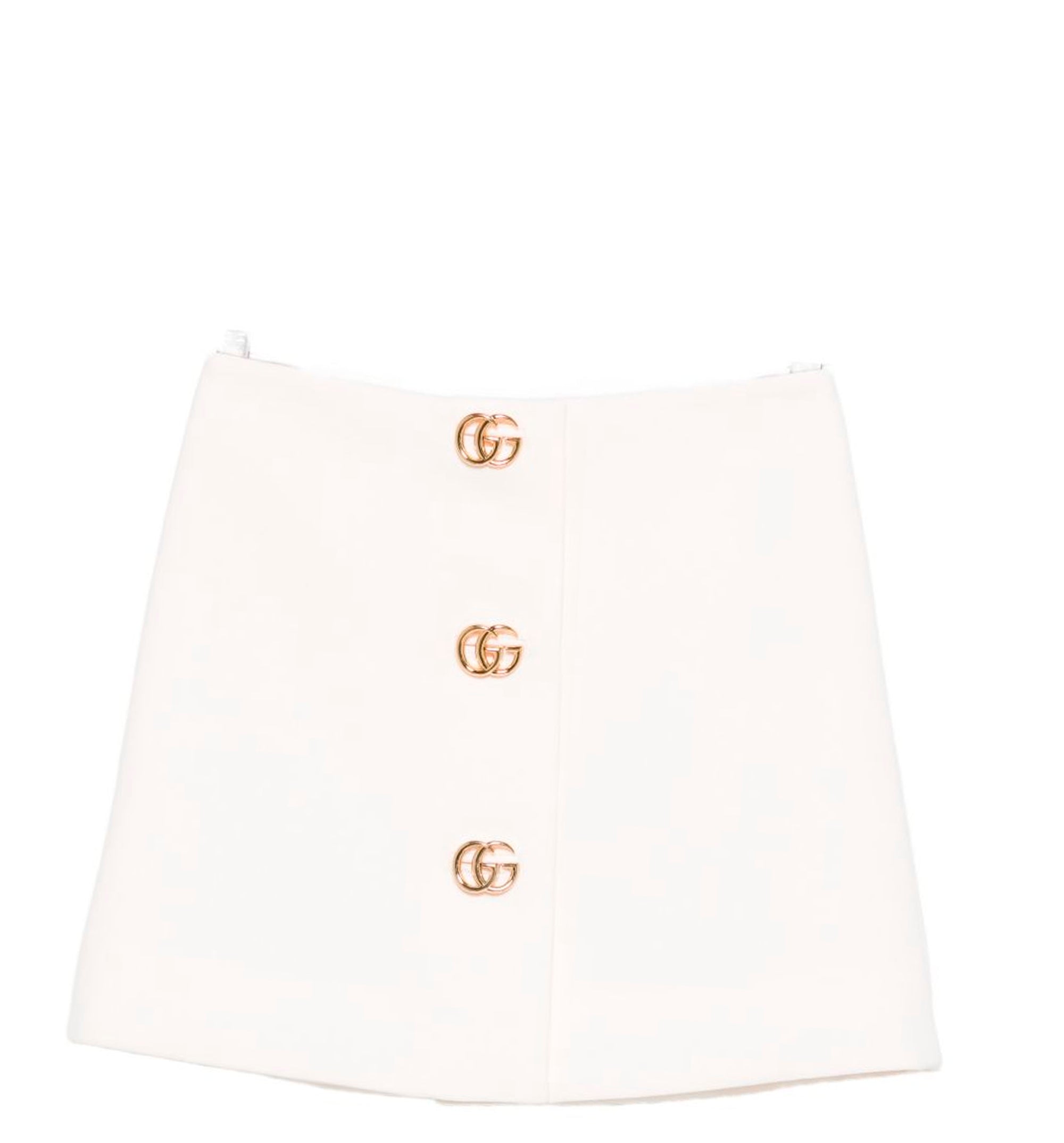 Crêpe wool skirt with Double G button
